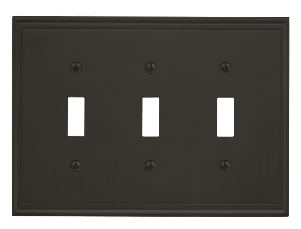 Amerock 3-Gang Standard Size Black Bronze Zinc Indoor Toggle Wall Plate ...