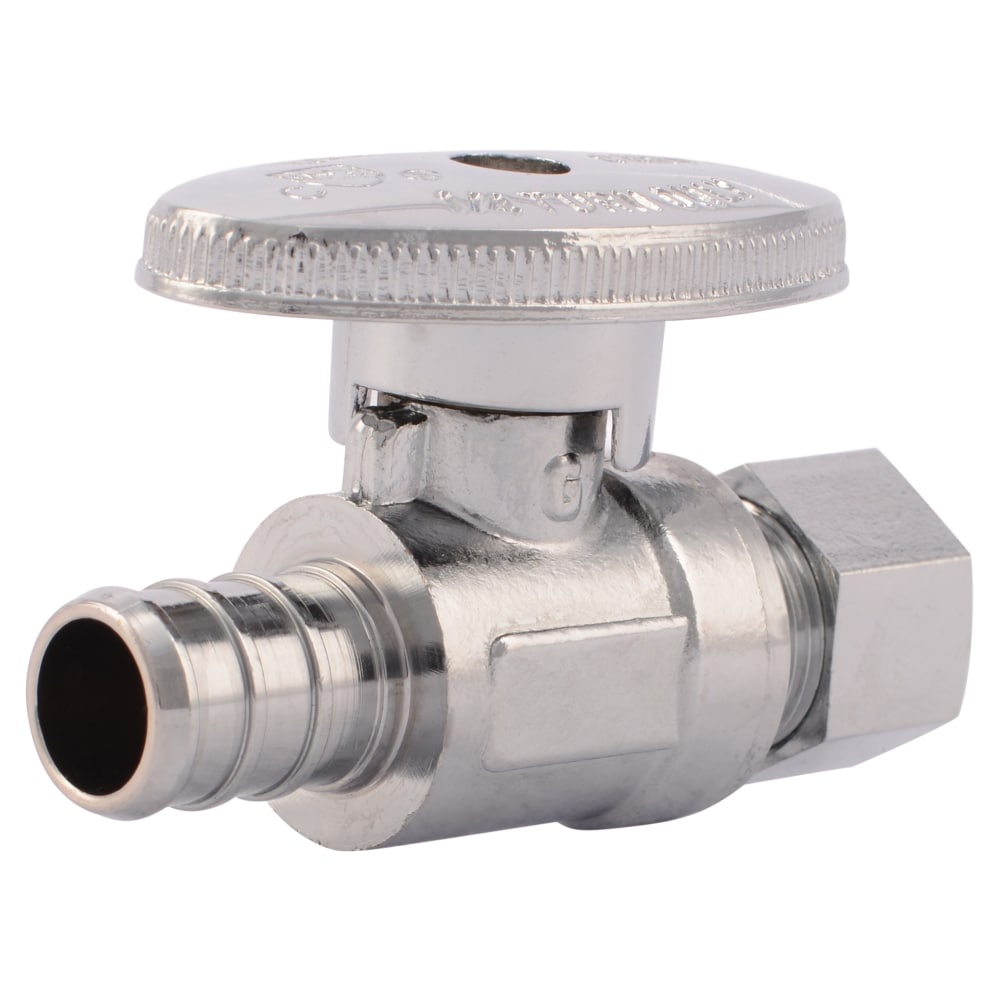 SharkBite 1/2-in Pex Barb x 3/8-in Od Compression Brass Quarter Turn Stop  Straight Valve in the Shut-Off Valves department at