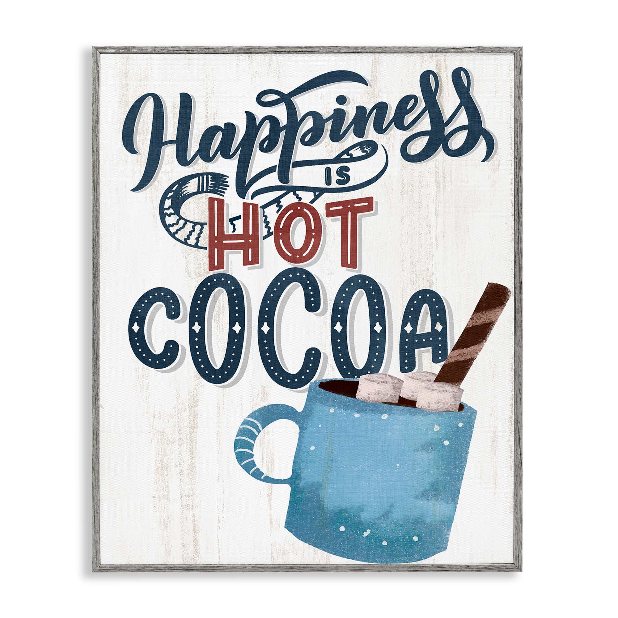 Stupell Industries BS-517-GFF-11X14 Happiness Is Hot Cocoa Gray Framed Giclee Art By Kim Allen 11 x 14