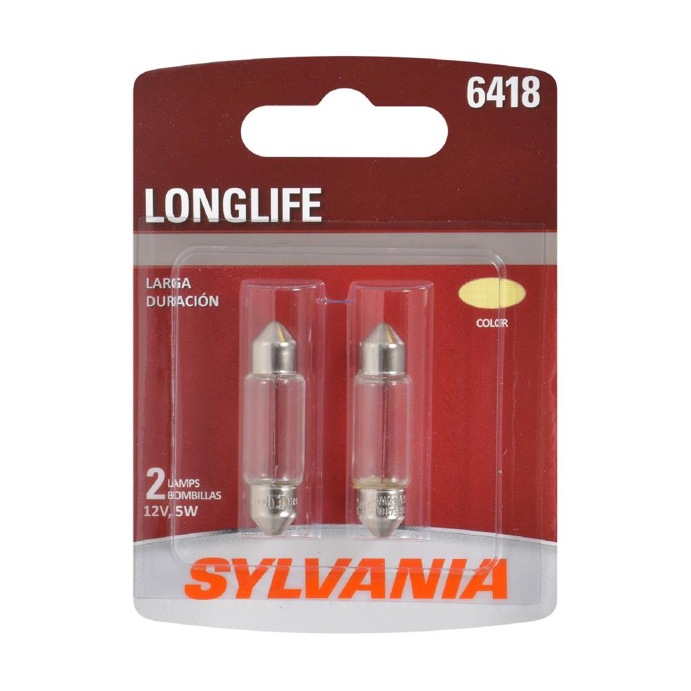 SYLVANIA 6418 LONGLIFE 6418 LongLife Incandescent Auxiliary Lighting Bulbs, White, 2 Pack
