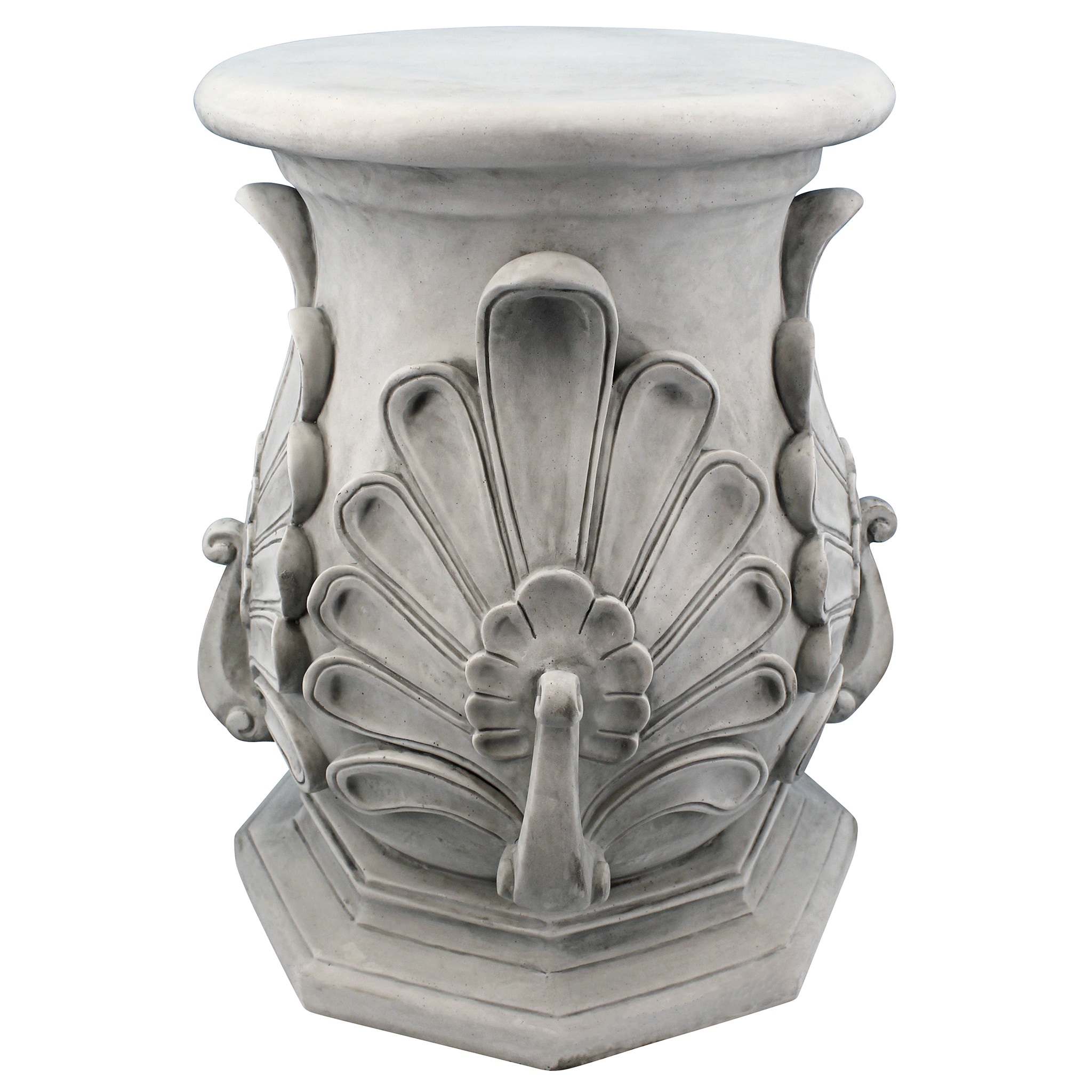 Antique Stone Finish Peacock Pedestal Table