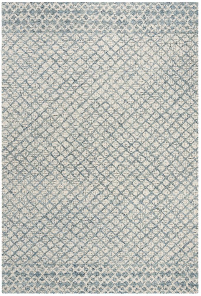 Safavieh ABT203A-6 Abstract Dakota 6 x 9 (ft) Tufted Wool Blue/Ivory Rectangular Indoor Trellis Farmhouse/Cottage Area rug