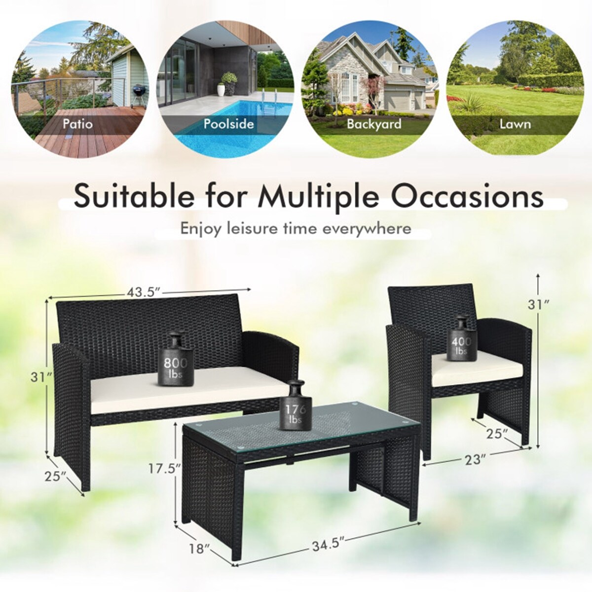 Forclover HYFC-4PCS239WH Patio-Conversation-Sets - View #5