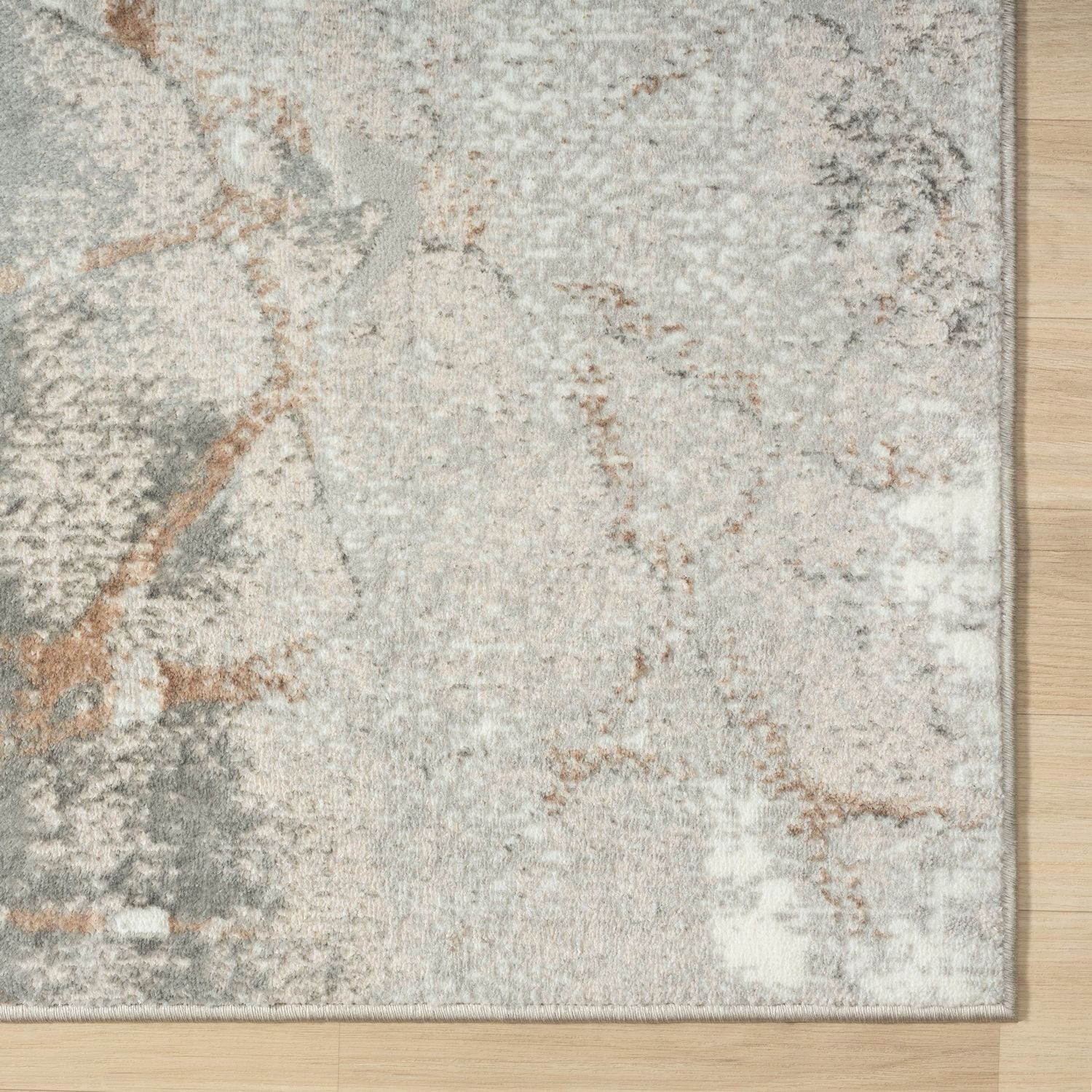 Anna Rae Beige and Gray Abstract Polyester Area Rug, 7'5" x 9'5"