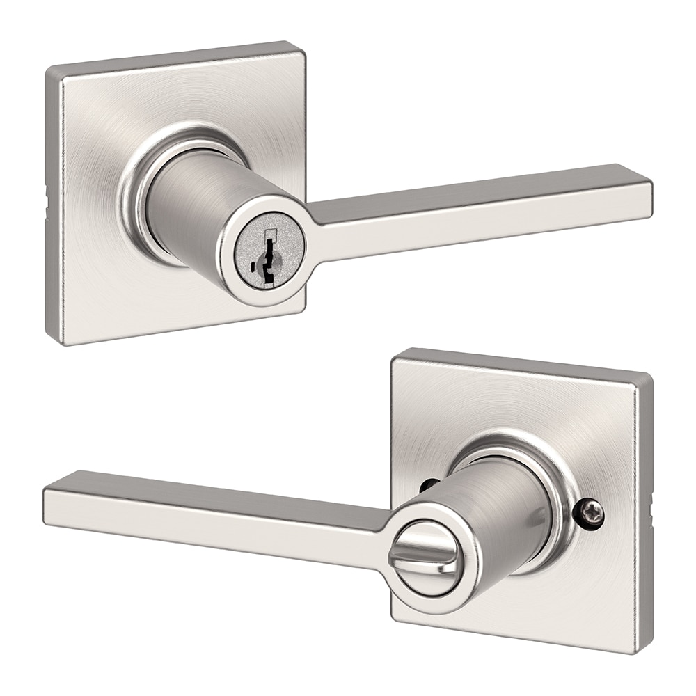 Kwikset 94050-733 Casey Satin Nickel Interior Keyed entry Door Handle with SmartKey