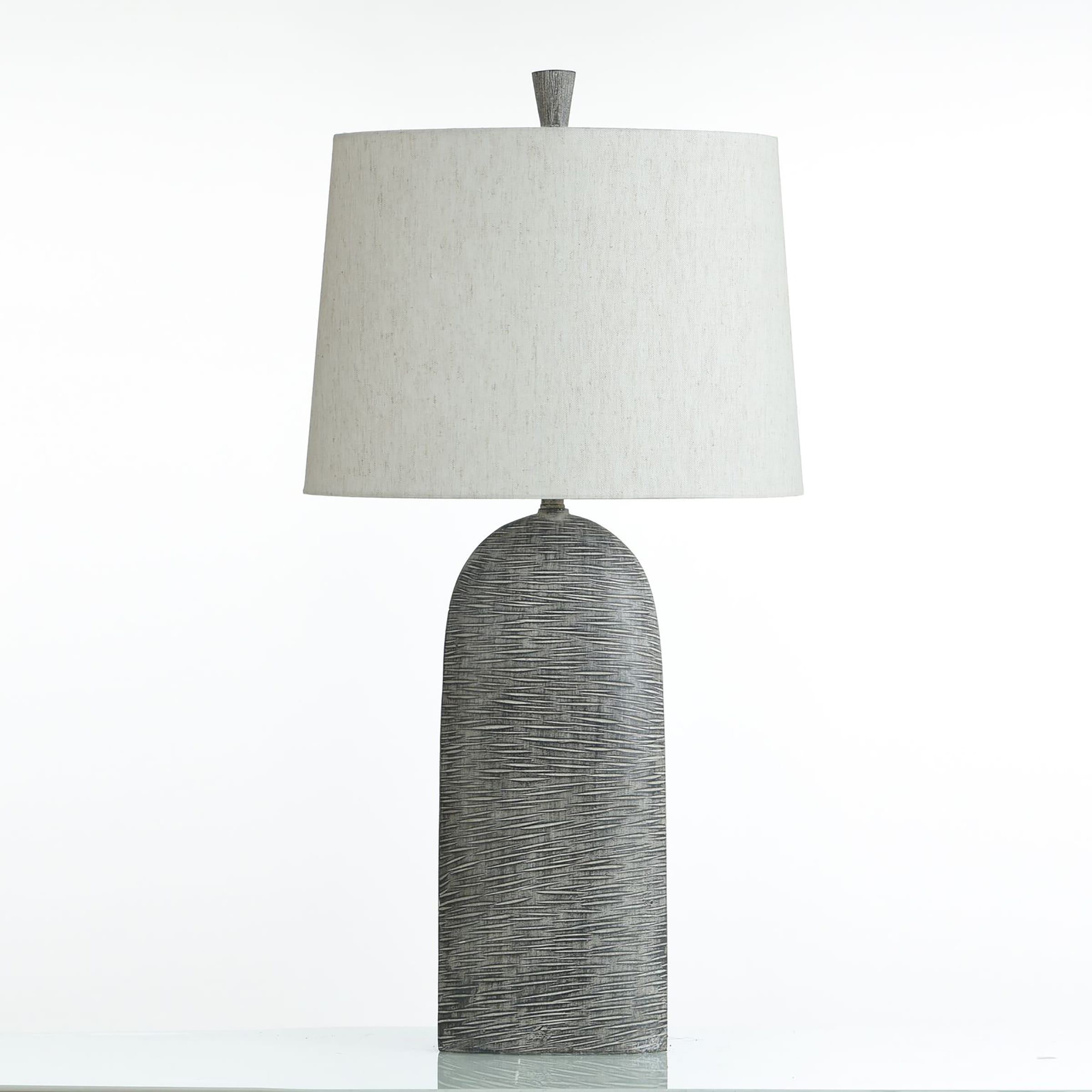 StyleCraft Home Collection L331421DS Bulwell Grey Distressed Grey, Cream, Oatmeal 3-way Table Lamp with Linen Shade