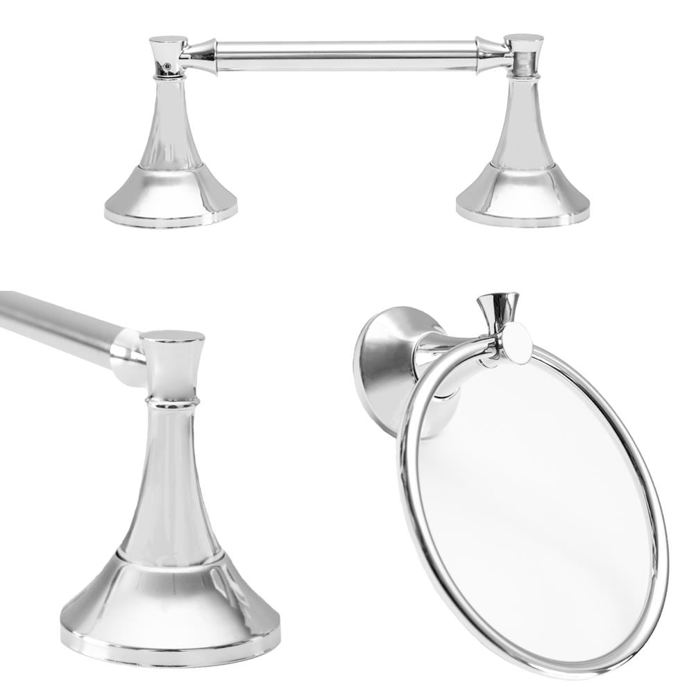 ARISTA BA2701-3SET-CH 3 -Piece Arlington Chrome Decorative Bathroom Hardware Set Towel Bar, Toilet Paper Holder, Towel Ring Included