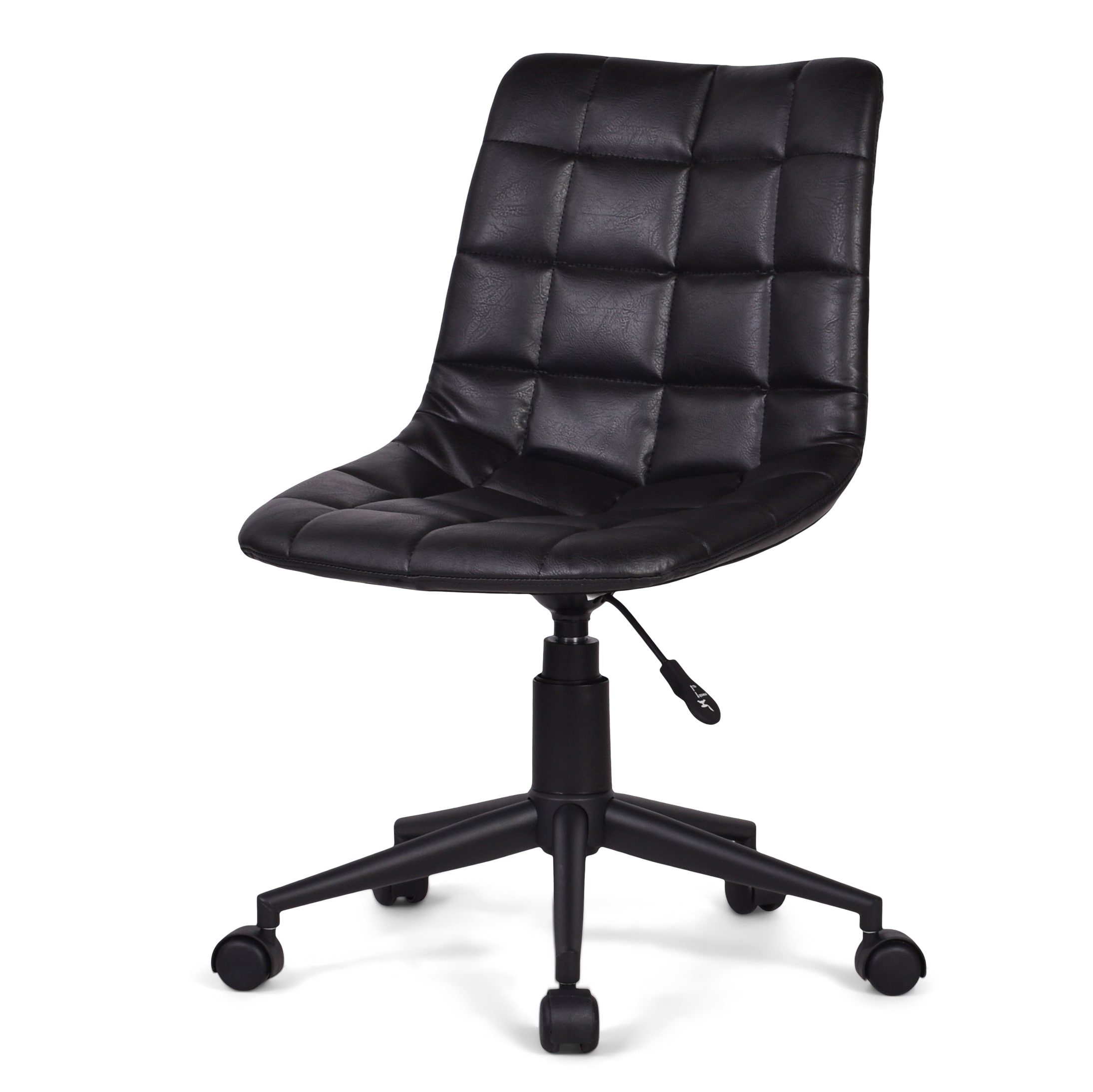 Simpli Home AXCOCHR-10-DBL Chambers Distressed Black Contemporary Adjustable Height Swivel Faux Leather Desk Chair