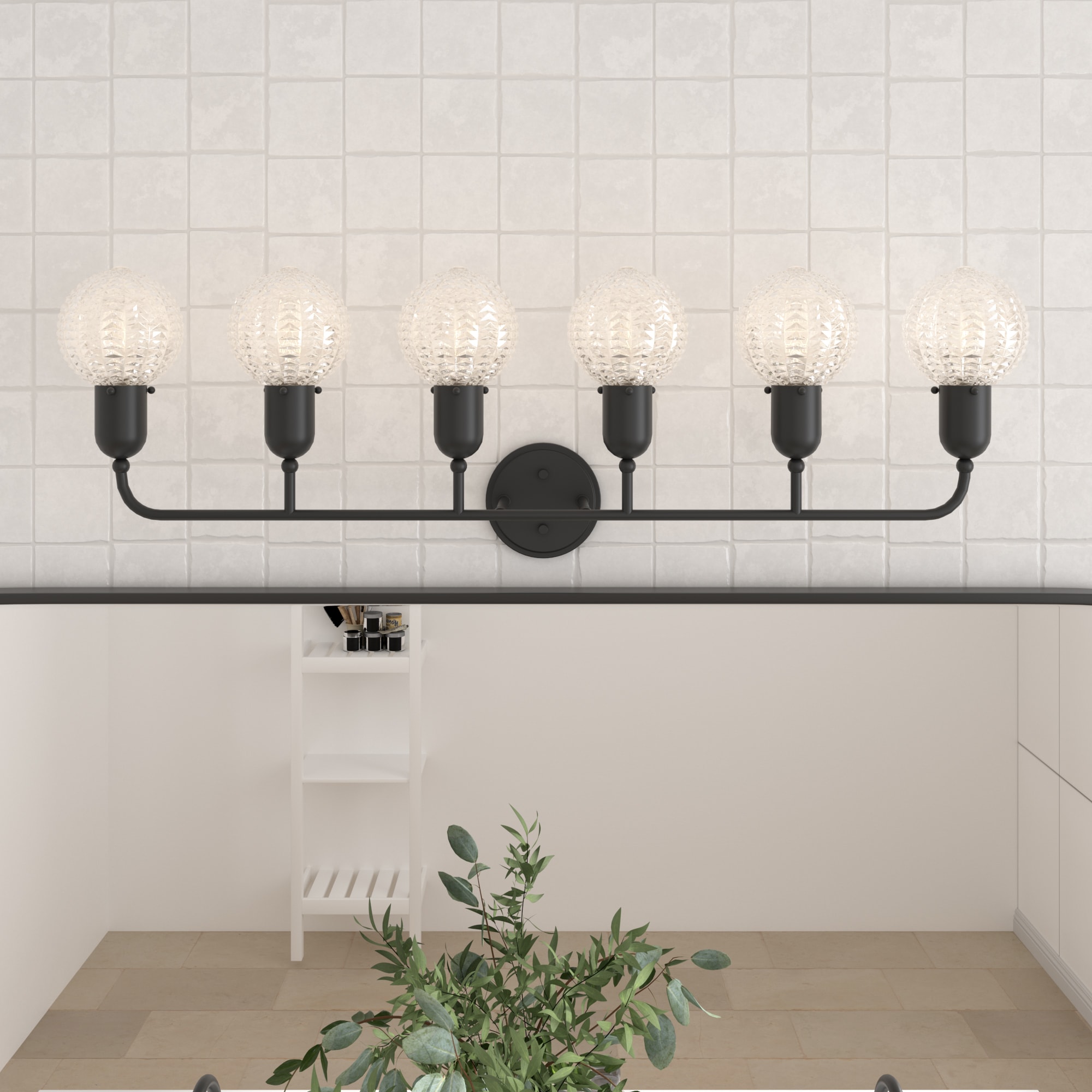 ACROMA 38006AZCR Lahaina 44-in 6 -Light Matte Black Modern/contemporary Vanity light