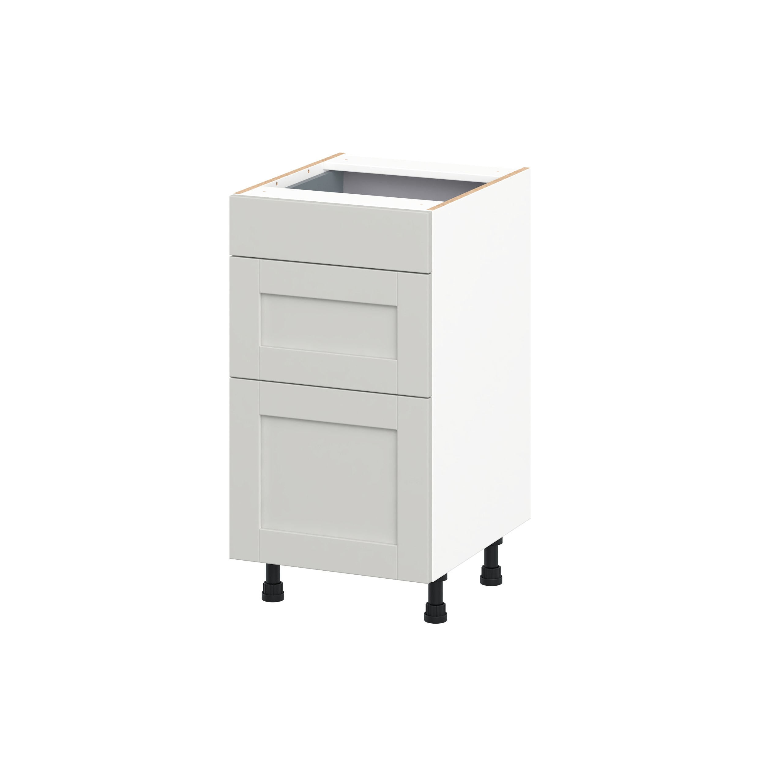 Hugo&Borg DSV3D18-CH Charlesberg 18-in W x 34.5-in H x 21.83-in D Light Gray 3 -Drawers Drawer Base Fully assembled Cabinet Recessed Panel Shaker