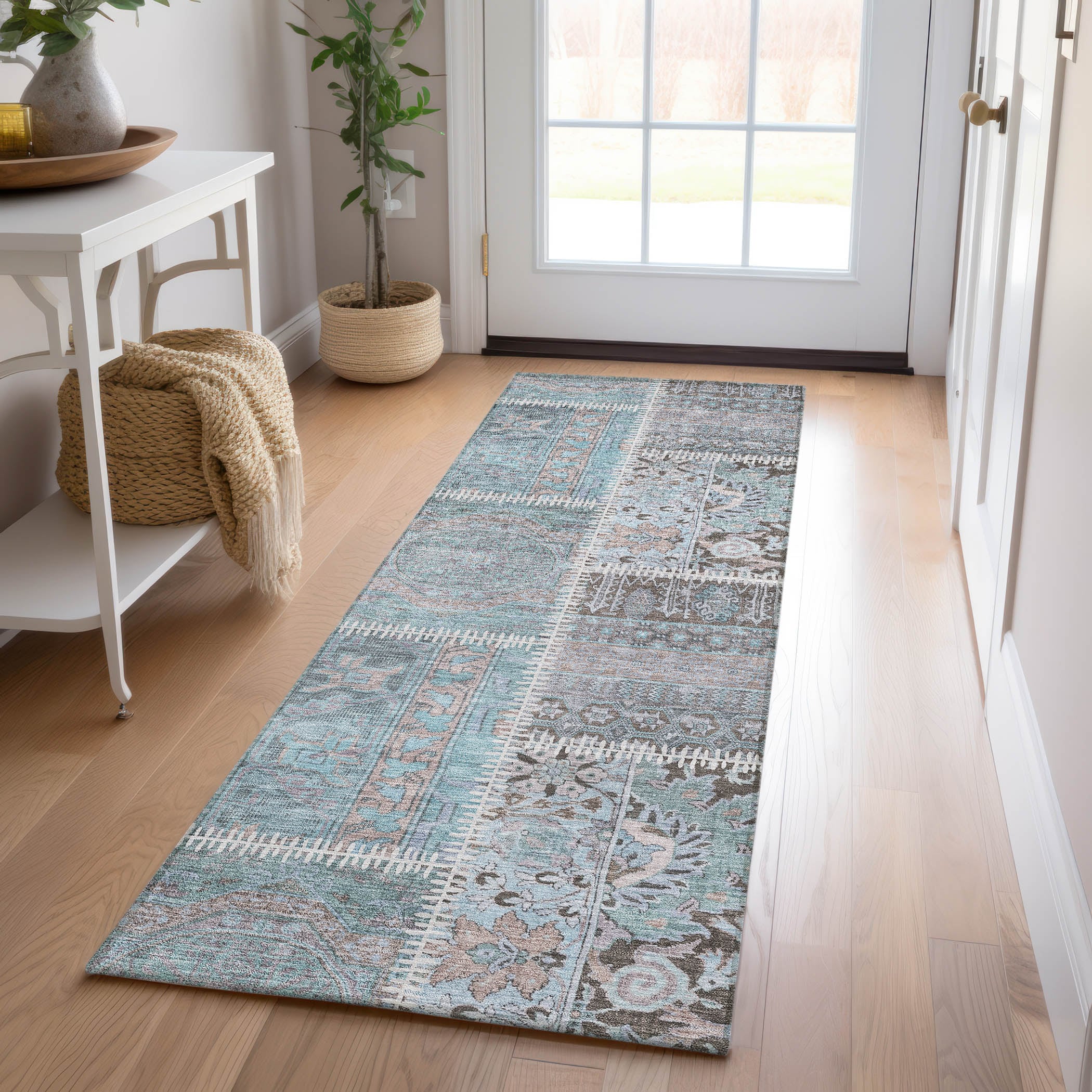 Addison Rugs ACN635TE2X8 Chantille ACN635TE 2 x 7 (ft) Polyester Teal Rectangular Indoor/Outdoor Geometric Machine washable Runner rug