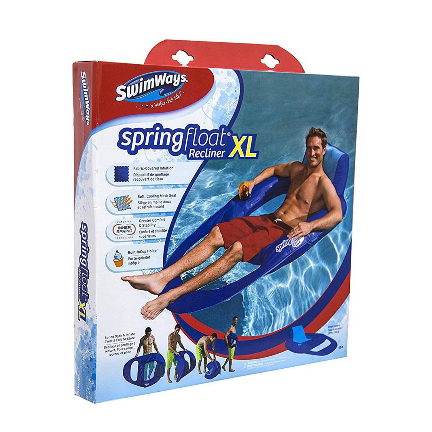 SwimWays SwimWays Spring Float Recliner XL Floating Swimming Pool ...