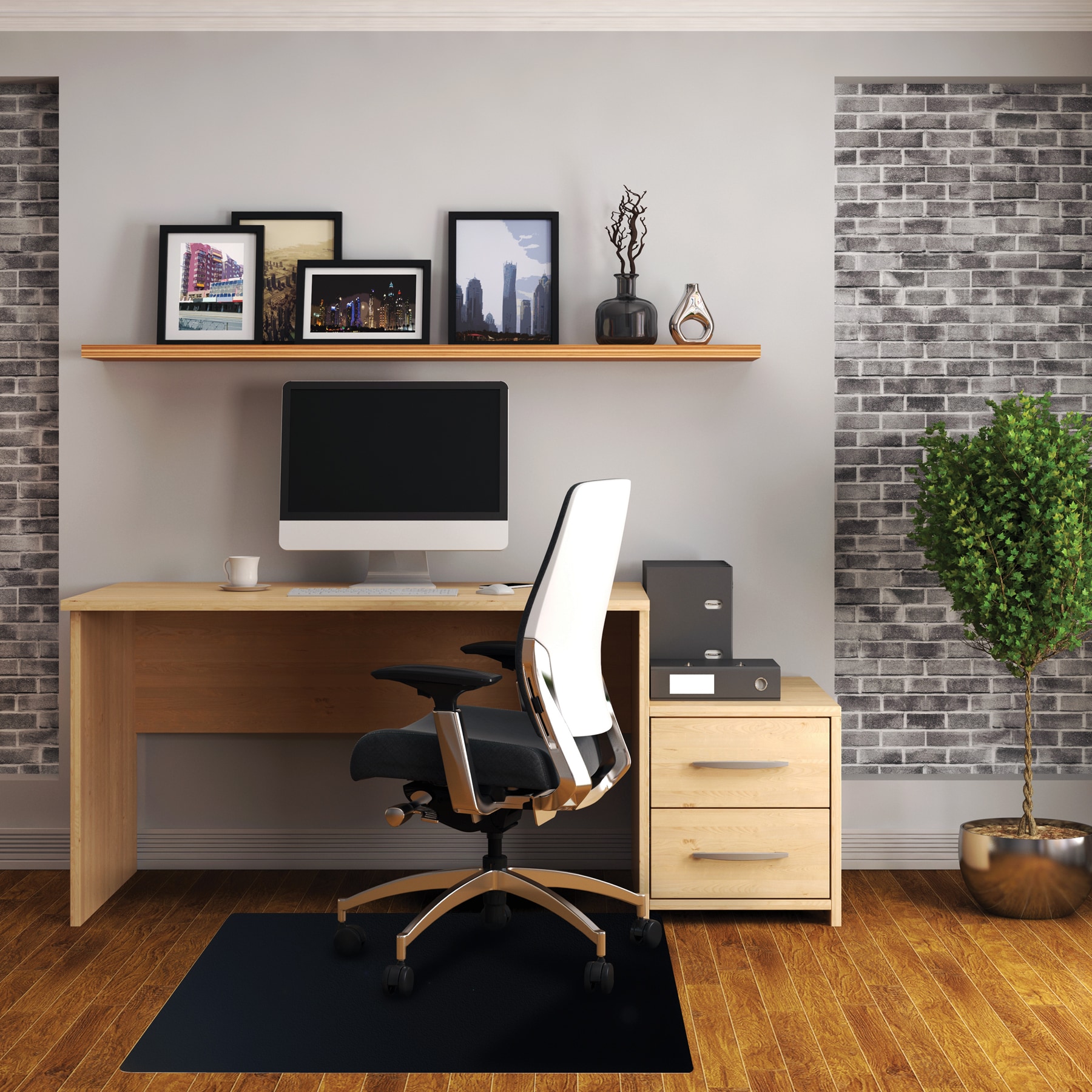 Advantagemat Black Vinyl Rectangular Office Chair Mat 29.5" x 47"