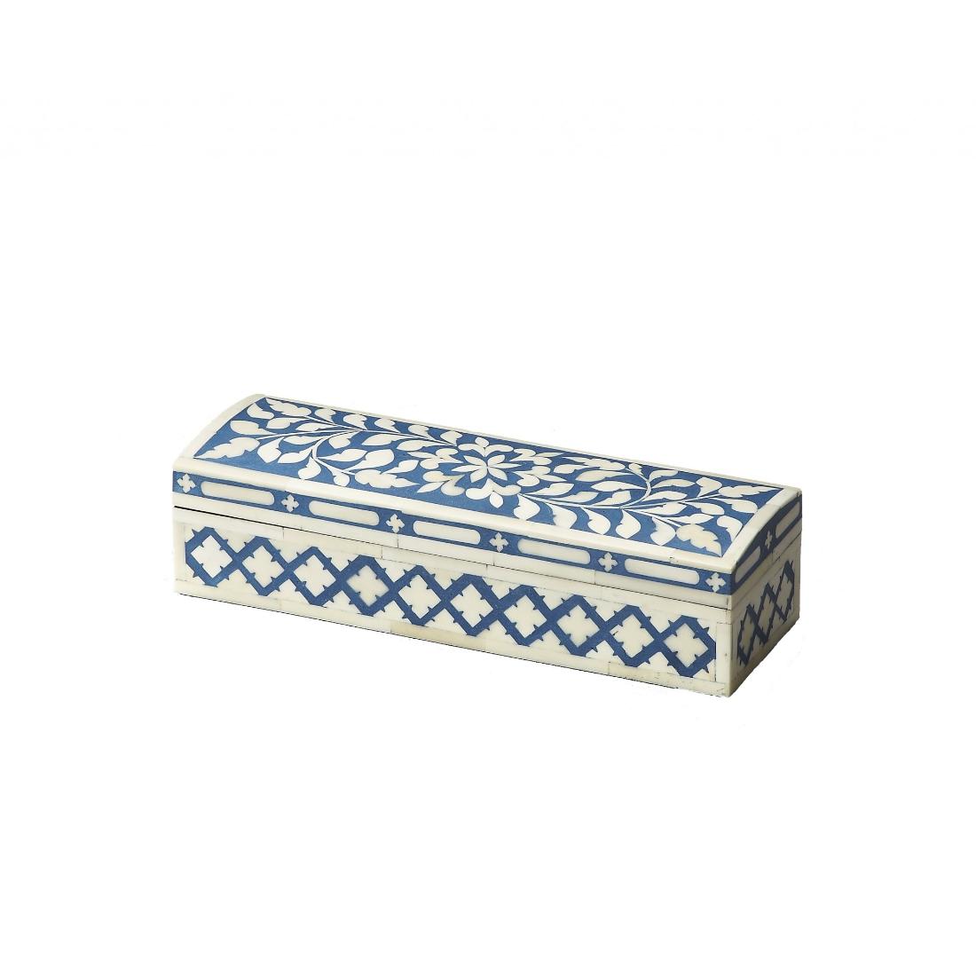 HomeRoots 4000389456 Blue Bone Inlay Storage Box