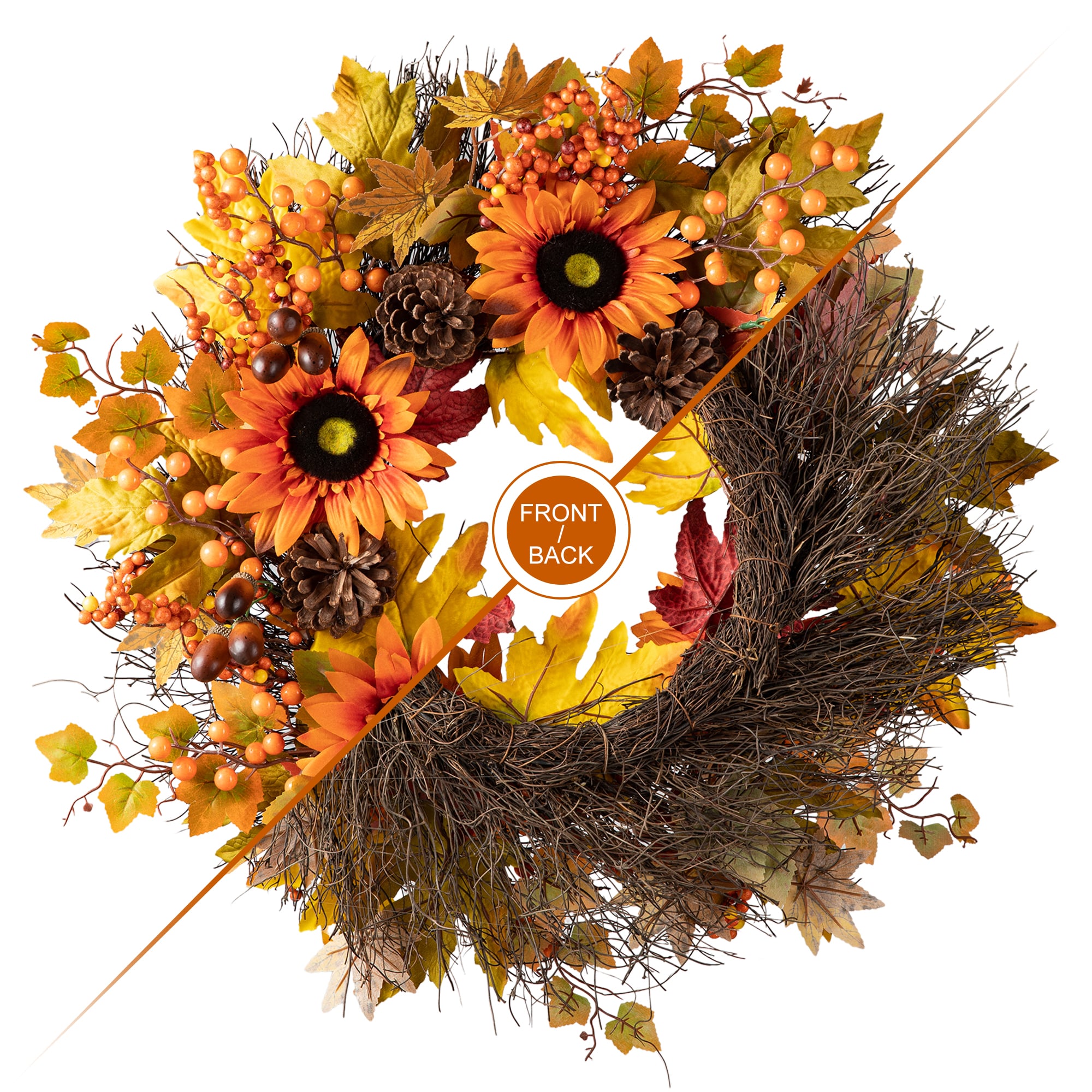Glitzhome 2006300037 Artificial-Thanksgiving-Wreaths - View #3