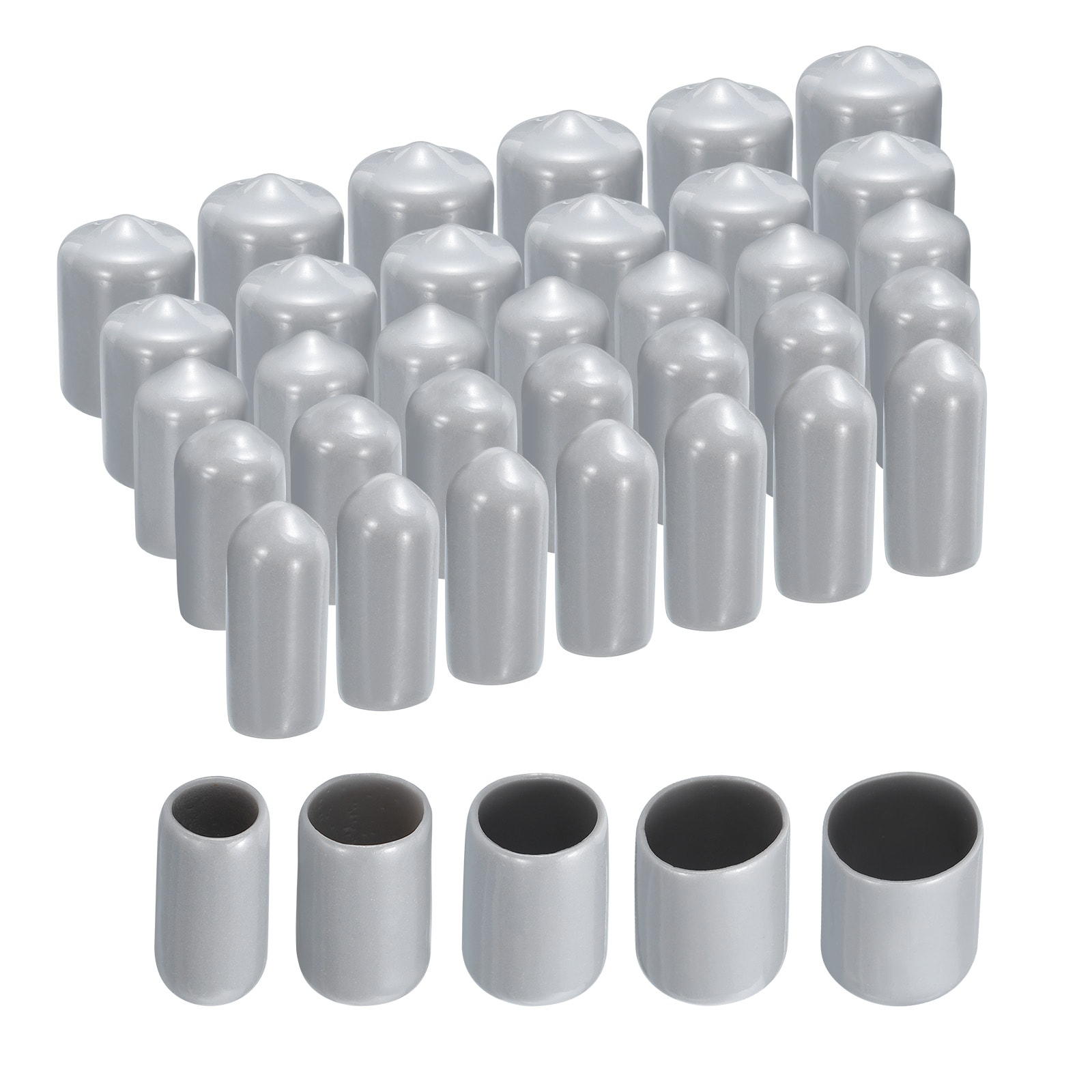 Unique Bargains 50pcs Round Rubber End Caps Protective Caps 1/4 Inch 3/8 Inch 1/2 Inch 5/8 Inch 3/4 Inch Grey Vinyl Cover Screw Thread Protectors Assortment