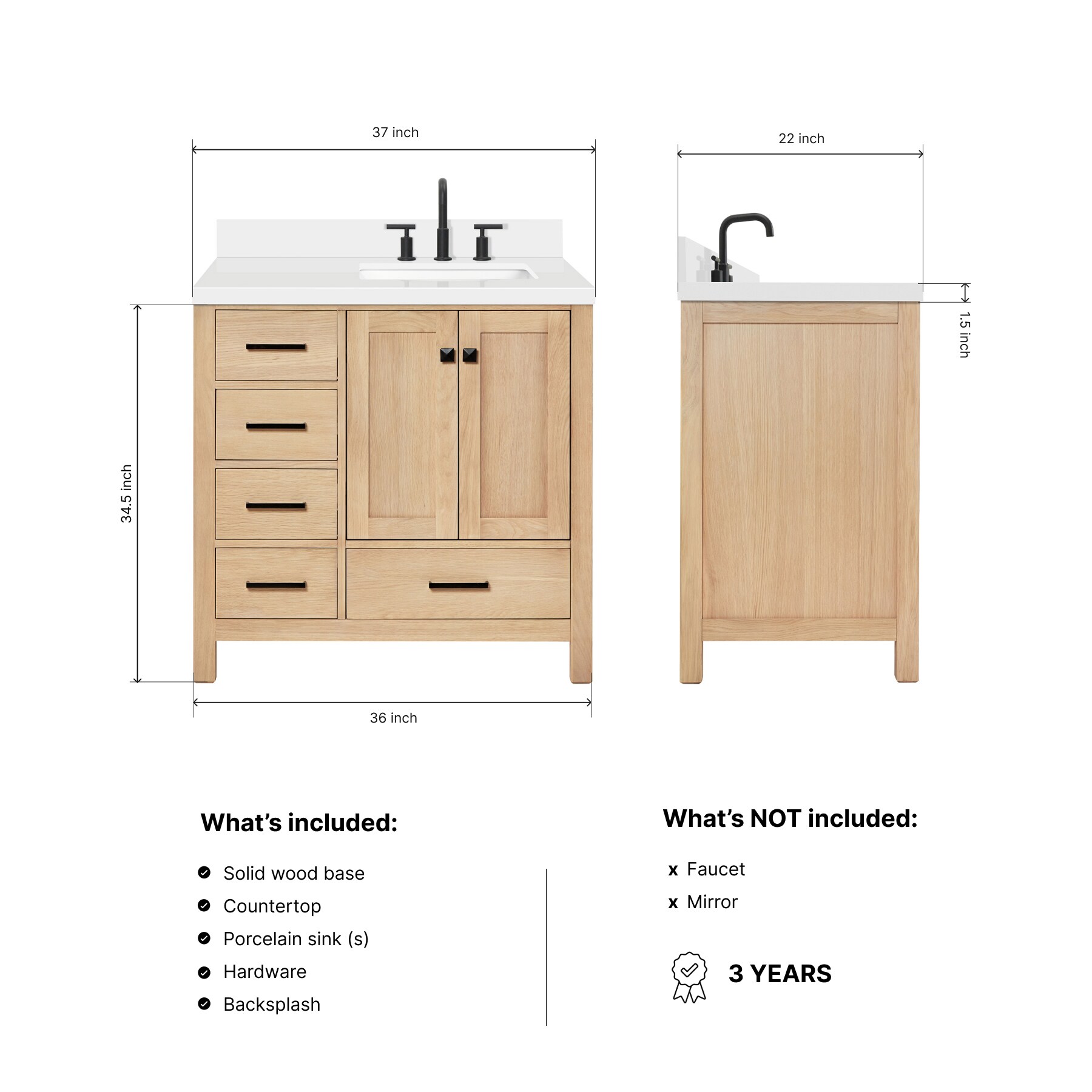 ARIEL A037SRWQRVOWOA Bath-Vanity-Combo - View #4
