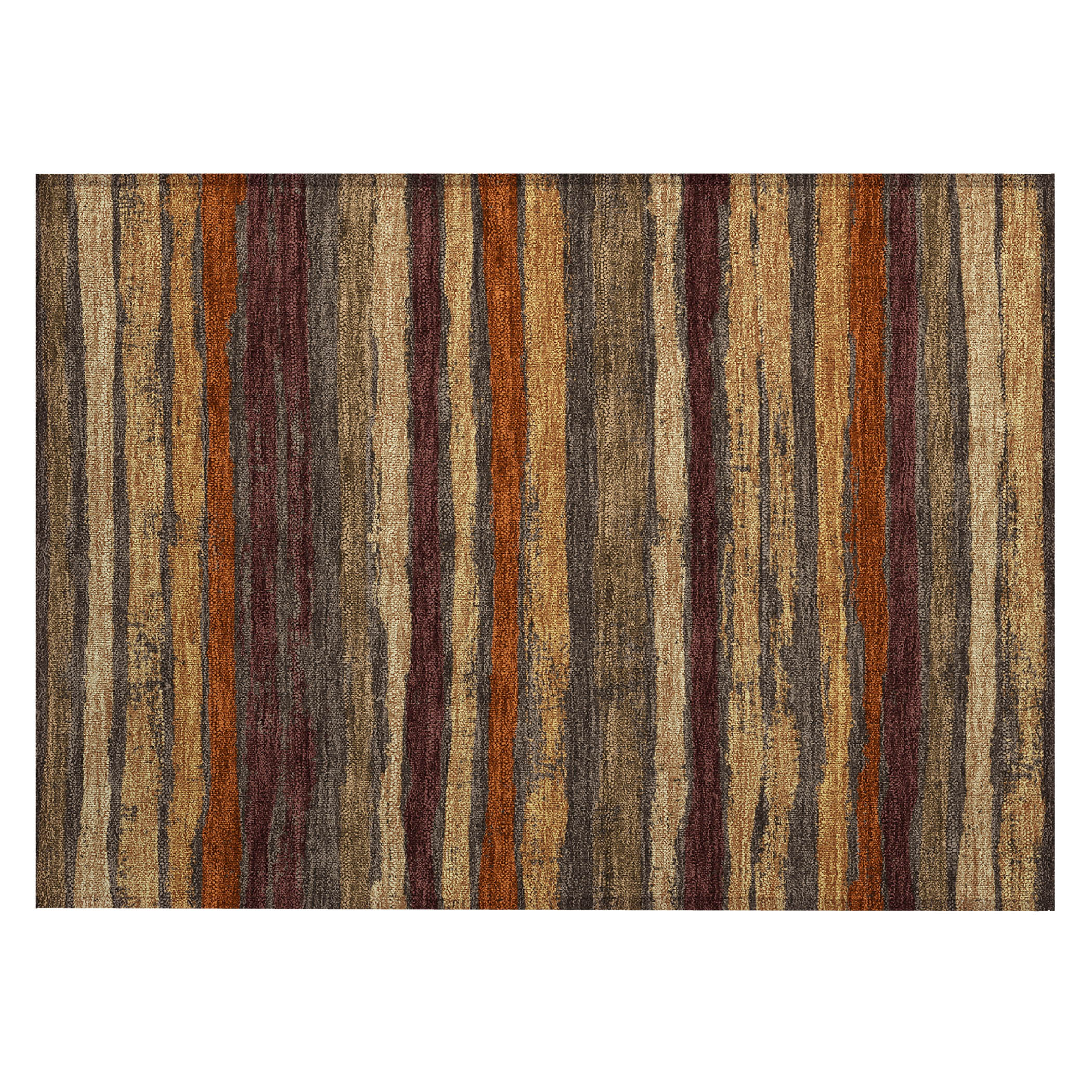 Chocolate Striped Synthetic Flat Woven Washable Rug 20" x 30"