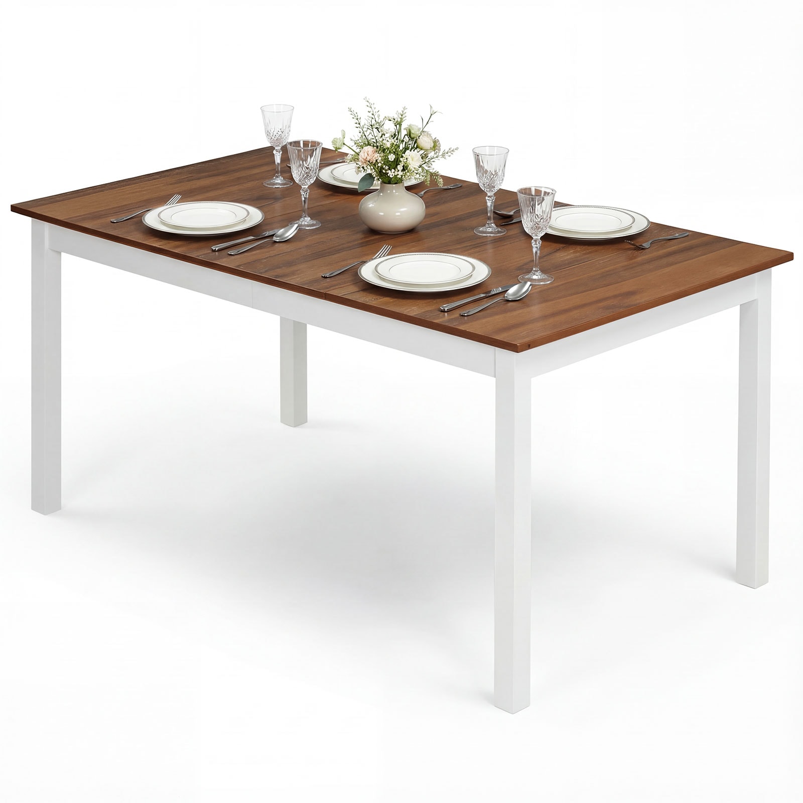 Volenca - Seats 6 Rectangular Dining Table with Solid Rubber Wood Legs 60-in Manufactured Wood To...