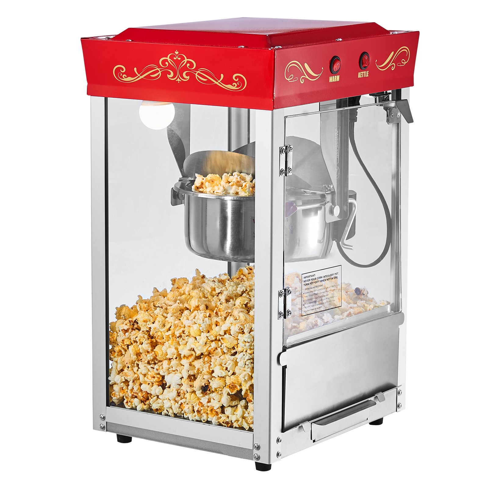 GIVIMO 800-W Commercial 8-oz Stainless Steel Popcorn Maker for 48 Cups per Batch #LW047GIVSS862