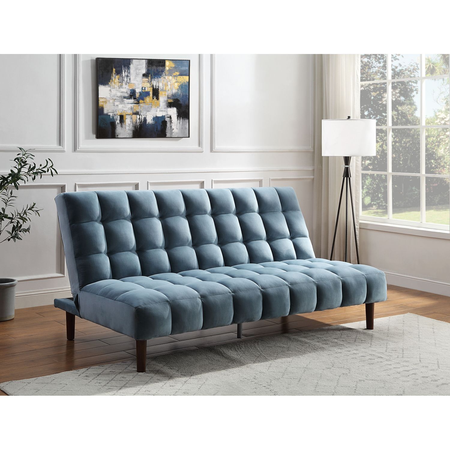 JASMODER 57202 40.00-Inches Modern Walnut Velvet Sofa
