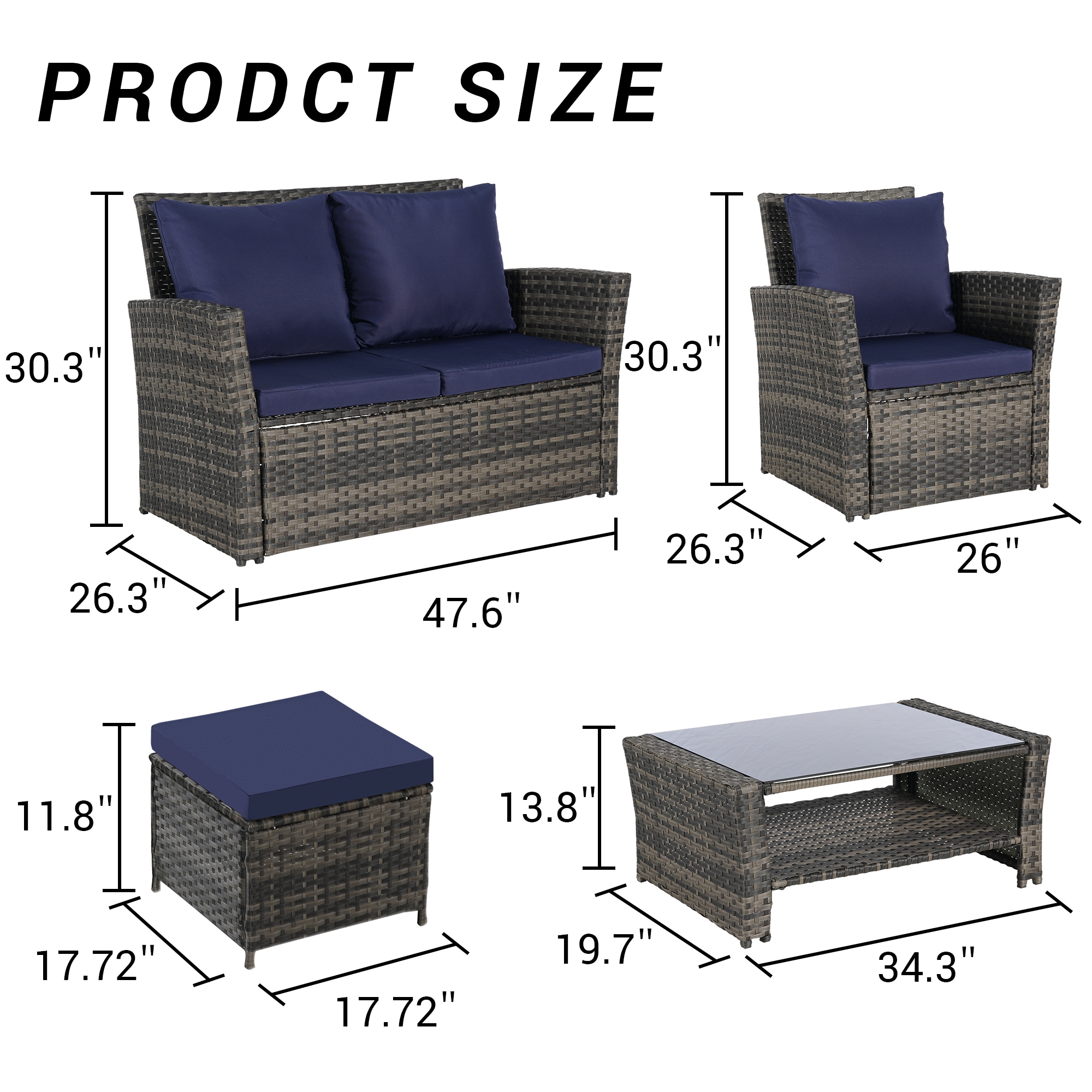SANSTAR L-WS117-SN Patio-Conversation-Sets - View #3