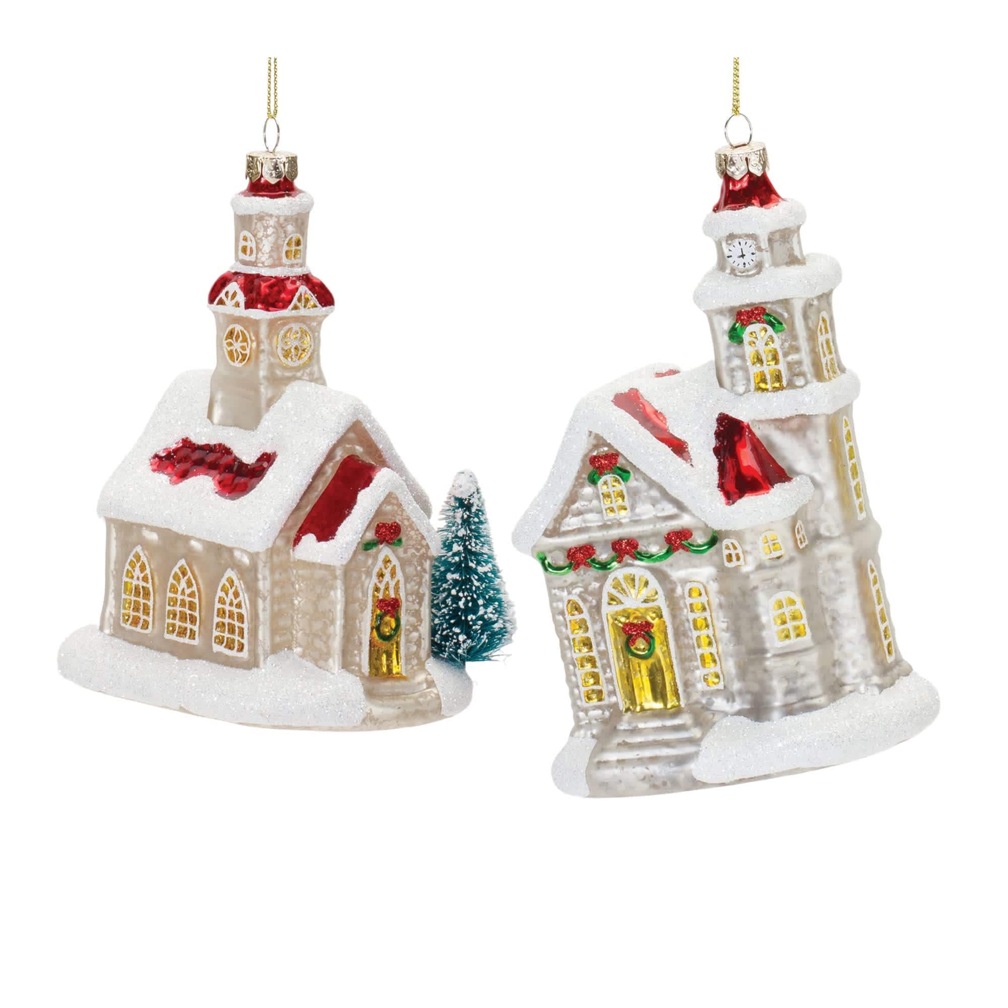 Melrose International 86564DS Church Ornament (2 Asst) 5.75H 6.25H Glass