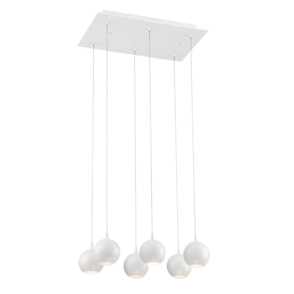 Eurofase 28168-010 Patruno 6 -Light Matte White Mid-century Integrated LED For Use in Dining Rooms, Foyers, Kitchens, Living Rooms Chandelier