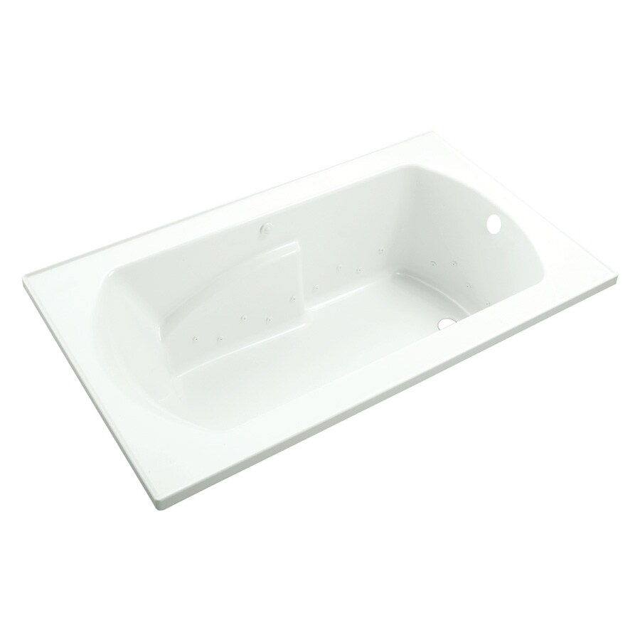 Sterling 77271100-0 Lawson 60-in x 36-in White Polyresin and Fiberglass Air Bath (Reversible Drain)