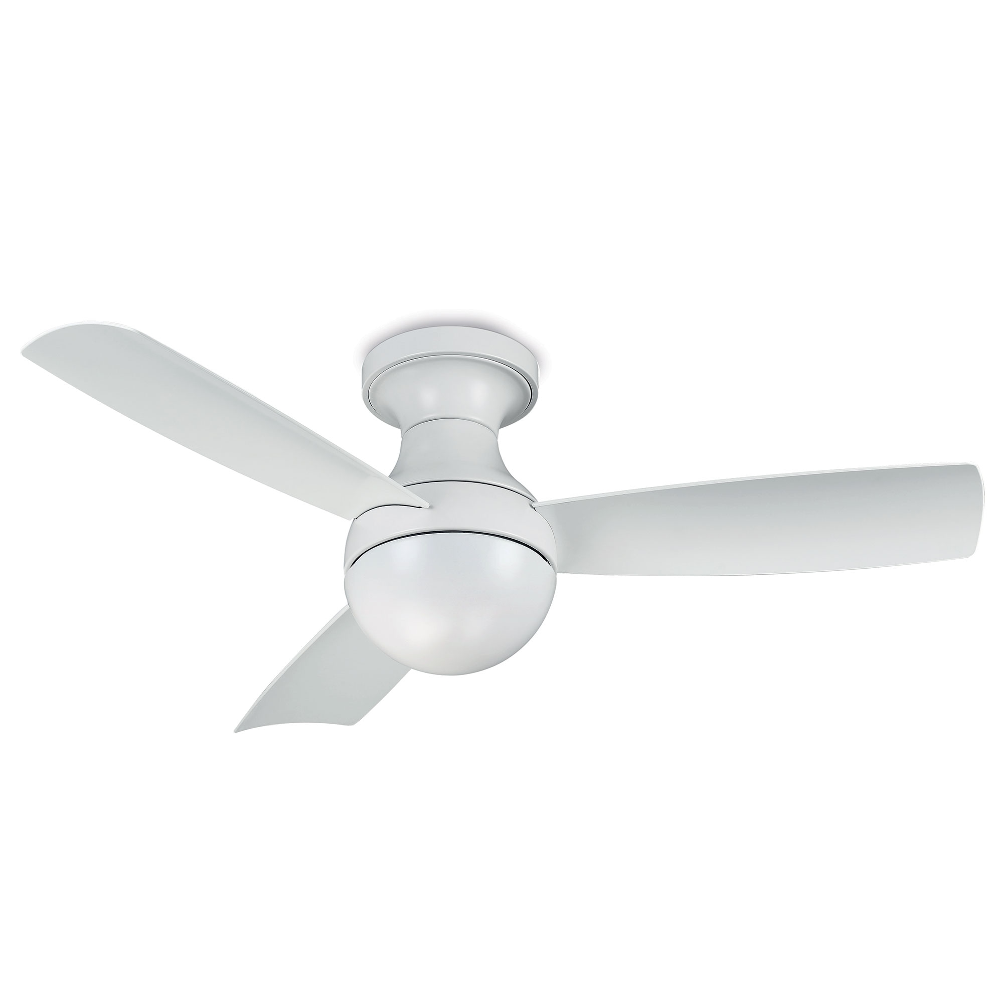 WAC Lighting F-004-MW Orb 44-Inches Matte White with Matte White Blades Indoor/Outdoor Flush mount Smart Compatible Standard Ceiling Fan Light kit compatible and Remote ( 3 -Blade)