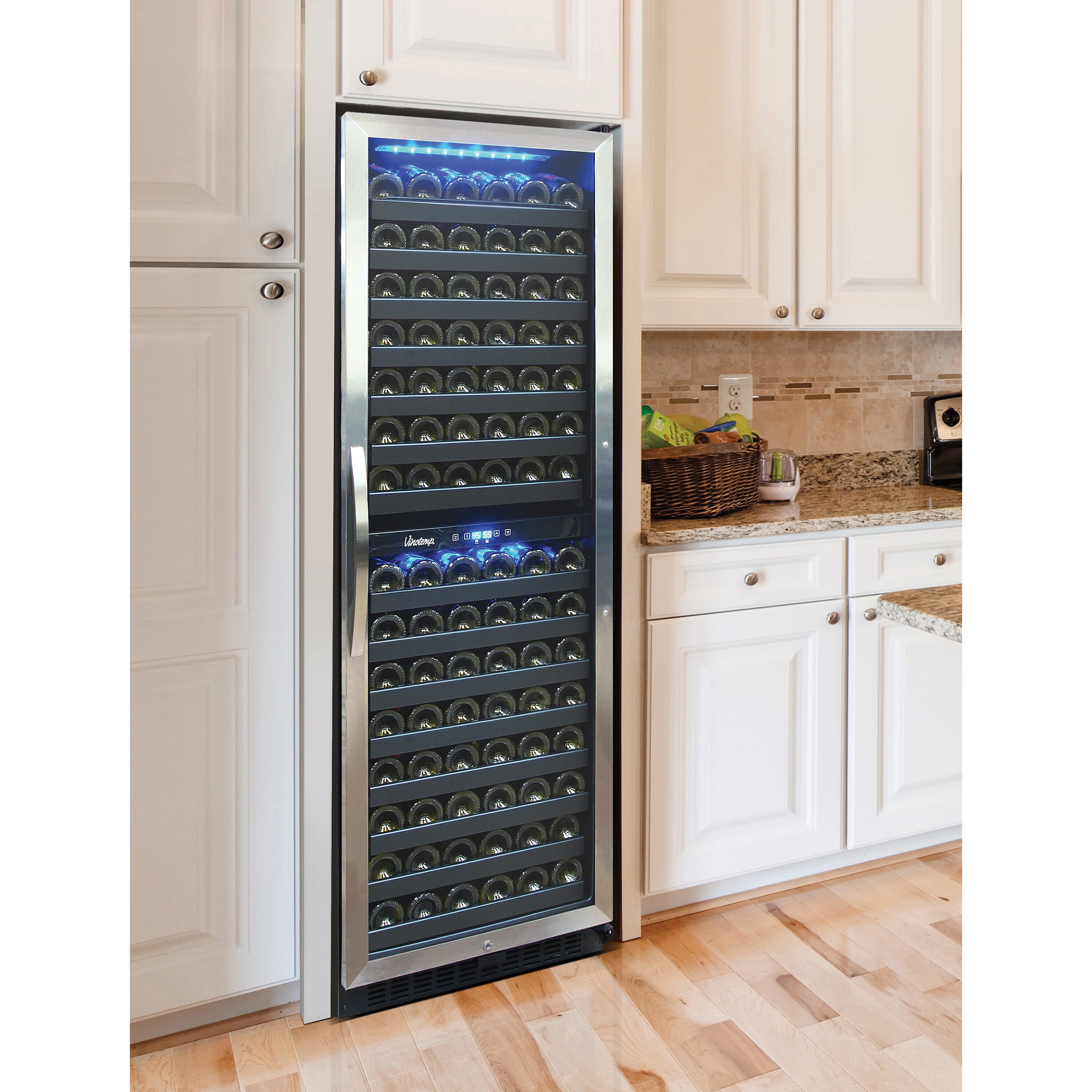 Vinotemp 23.5in W 155Bottles Stainless Steel Dual Zone Cooling Built