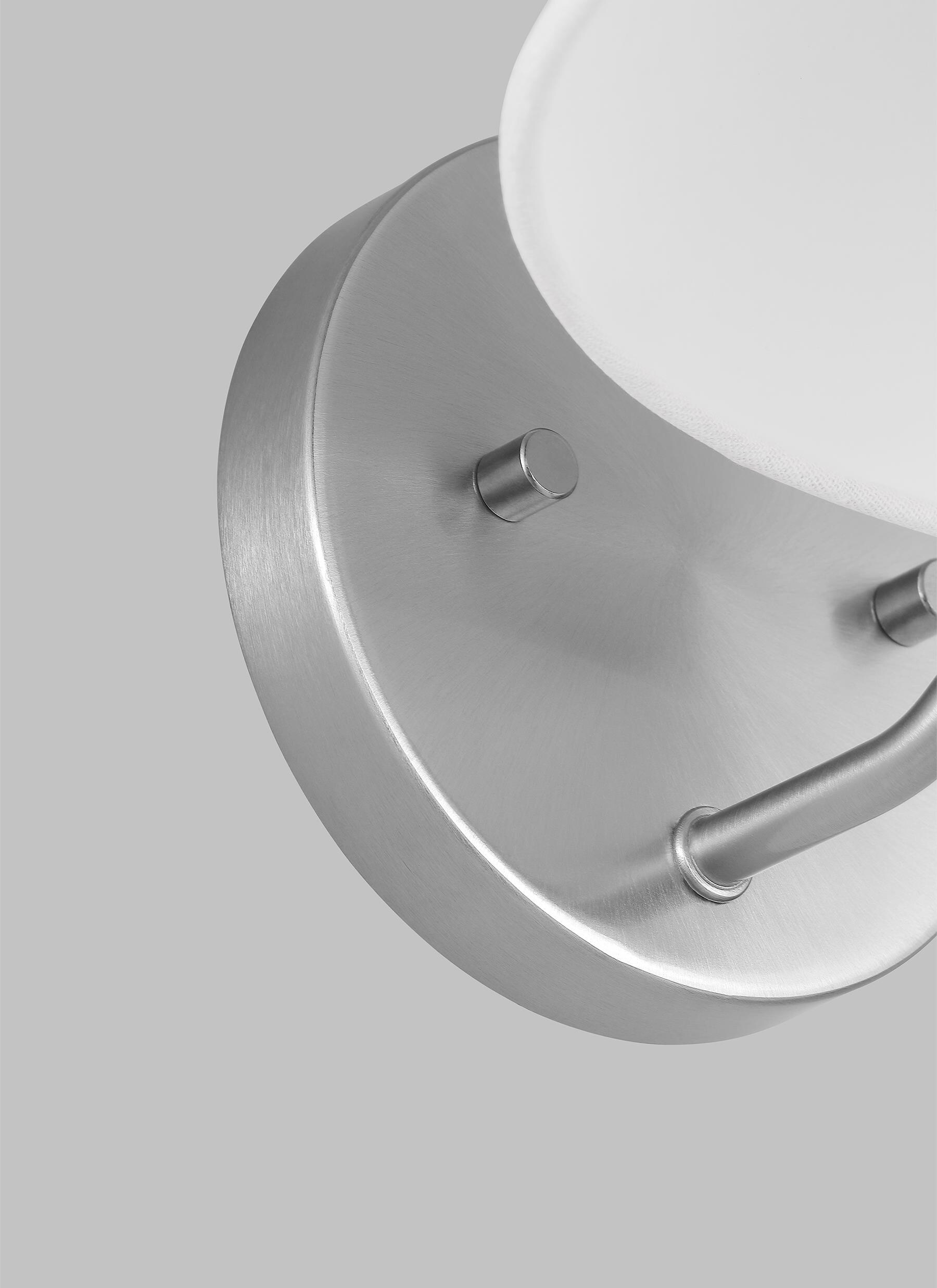 Burke Brushed Steel 1-Light Wall Sconce with White Linen Shade