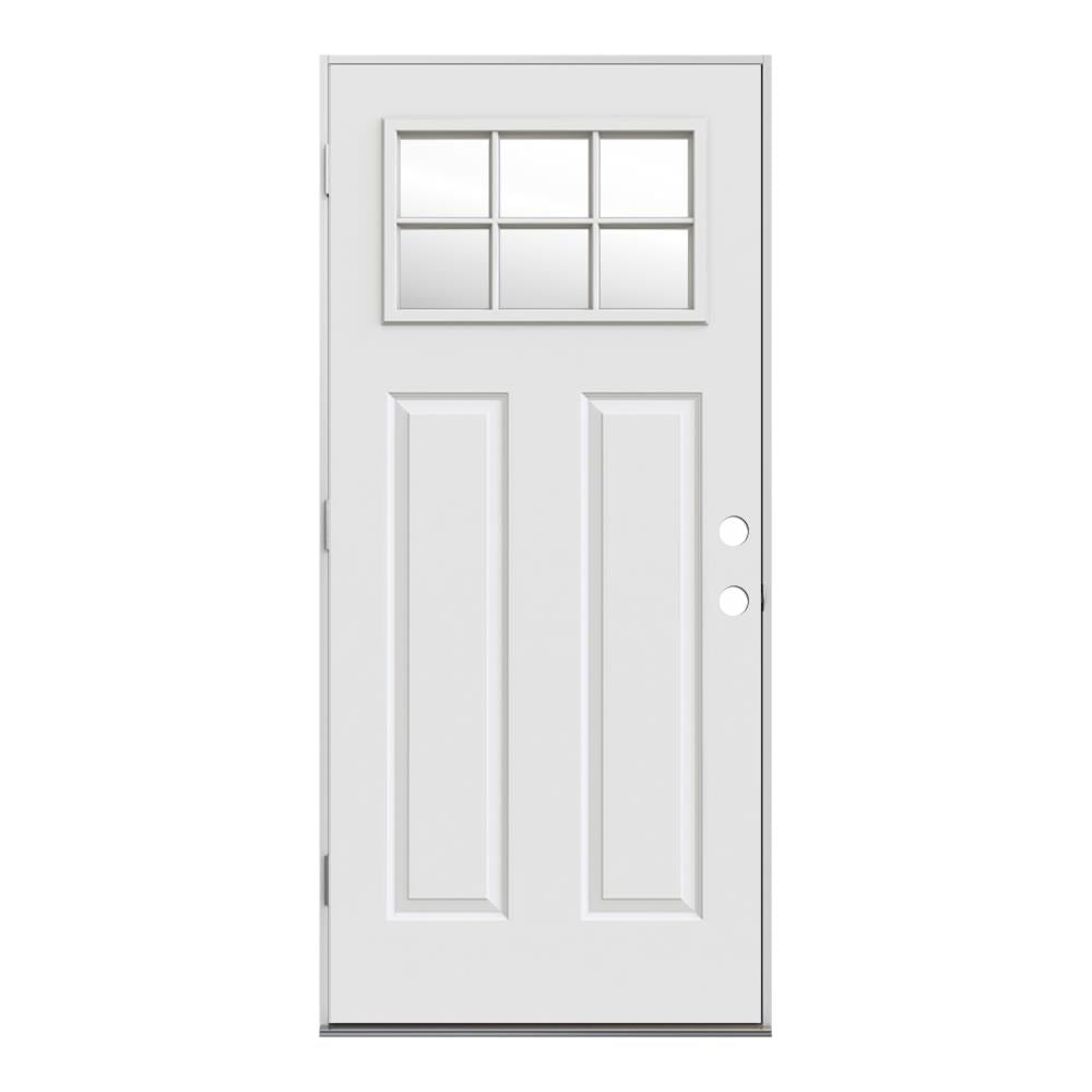 JELD-WEN JW232200040 36-in x 80-in x 4-9/16-in Steel Craftsman Right-hand outswing Primed Prehung Front Door Insulating core