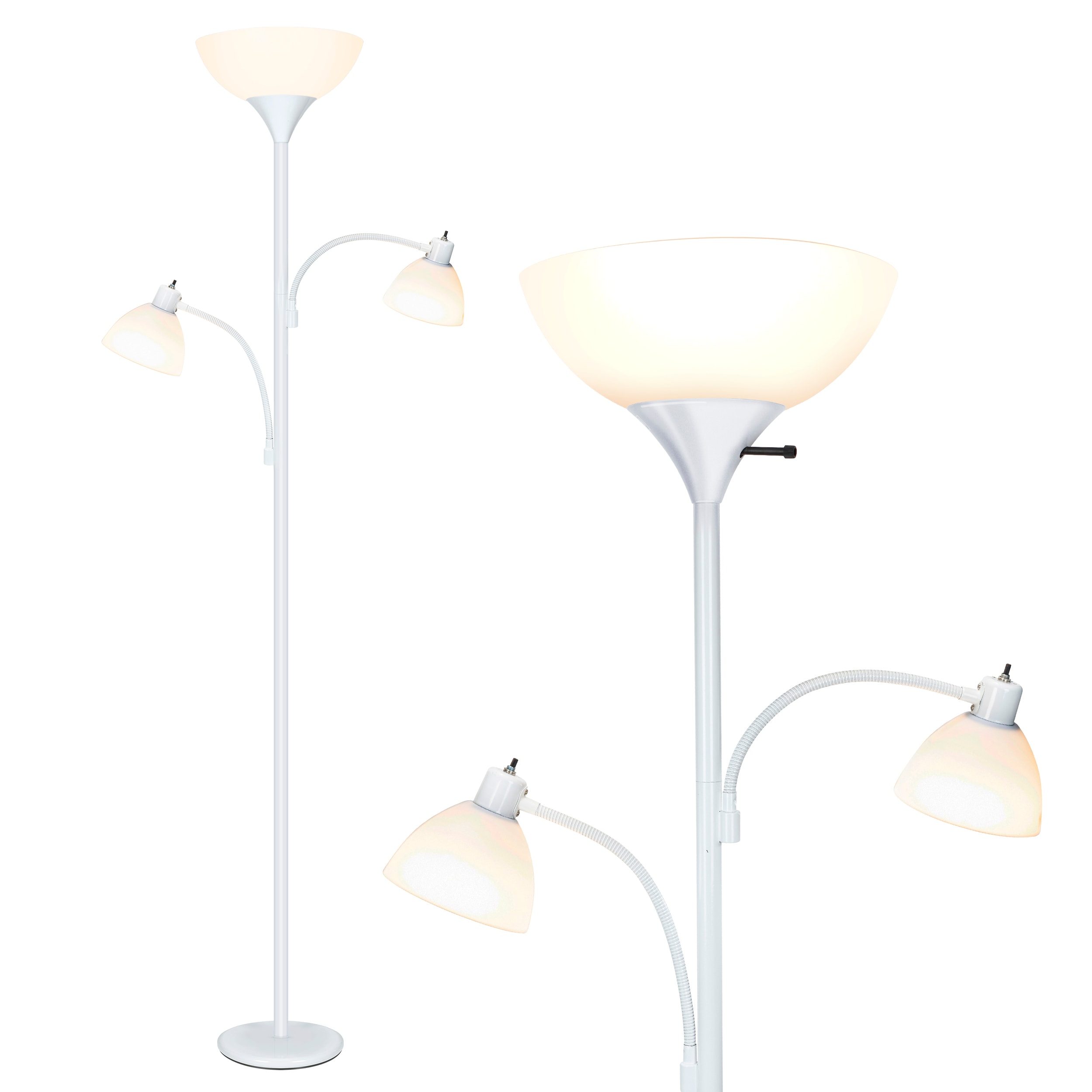 Brightech Sky Dome Double 72" White Metal Torchiere Floor Lamp with Adjustable Arms