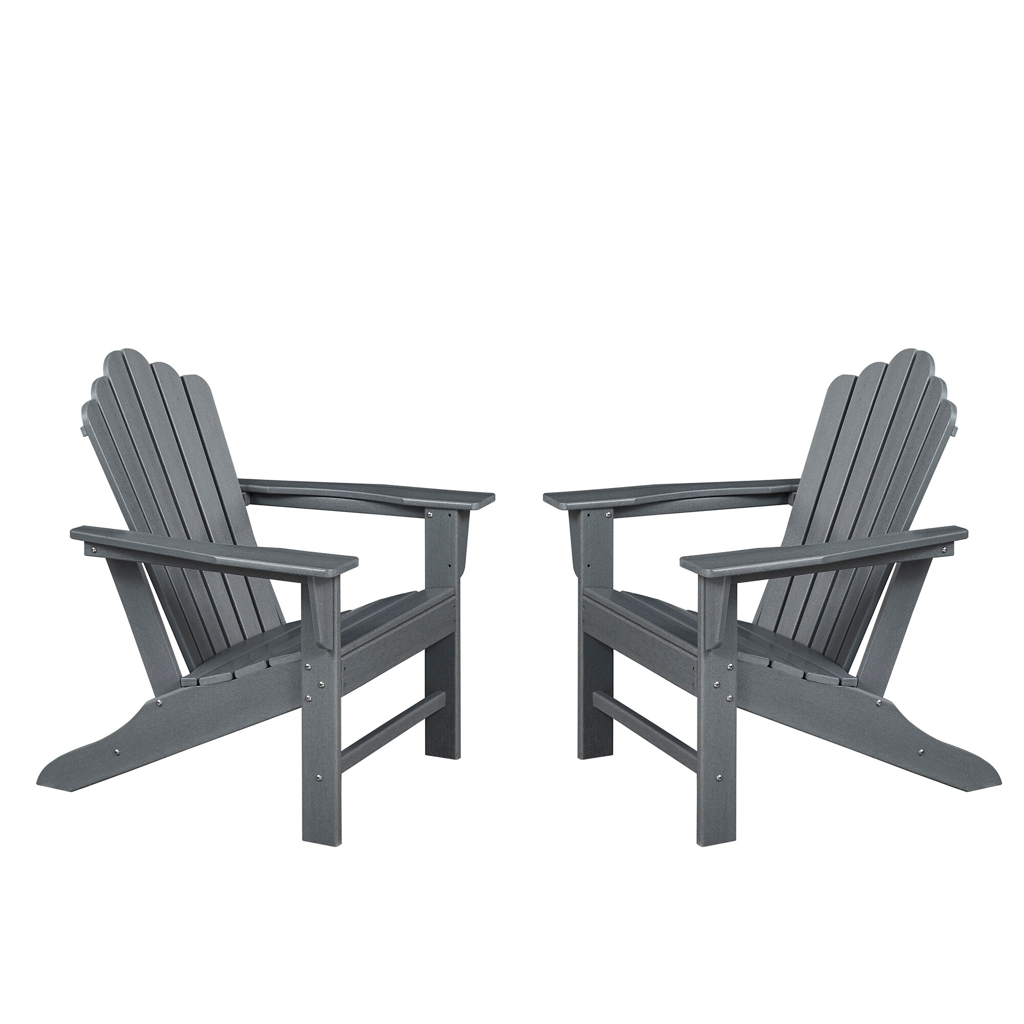 2 Gray Hdpe Frame Stationary Adirondack Chair with Slat Seat in the ...