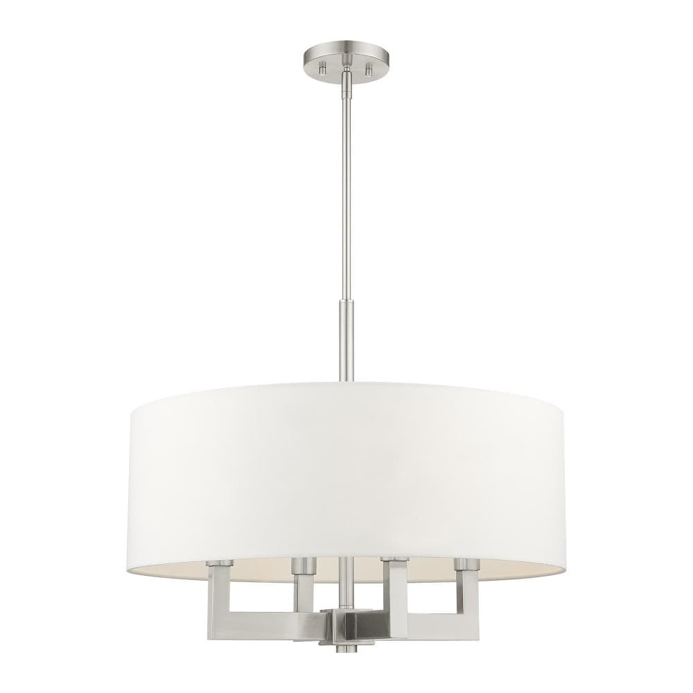 Cresthaven 4-Light Brushed Nickel Chandelier with Off-White Fabric Shade