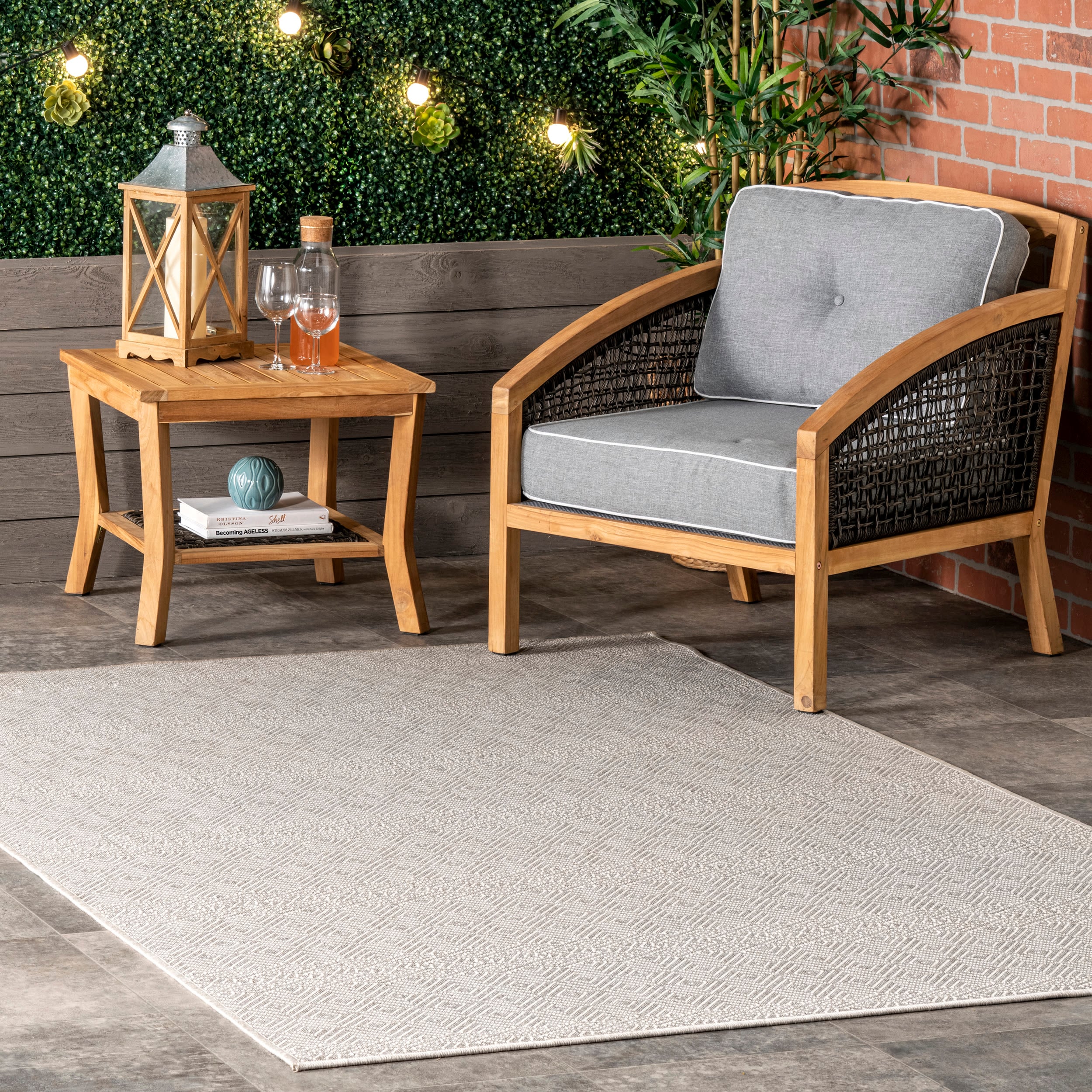 nuLOOM GBCB20C-406 Cabana 4 x 6 (ft) Loomed Polypropylene Gray Rectangular Indoor/Outdoor Geometric Area rug