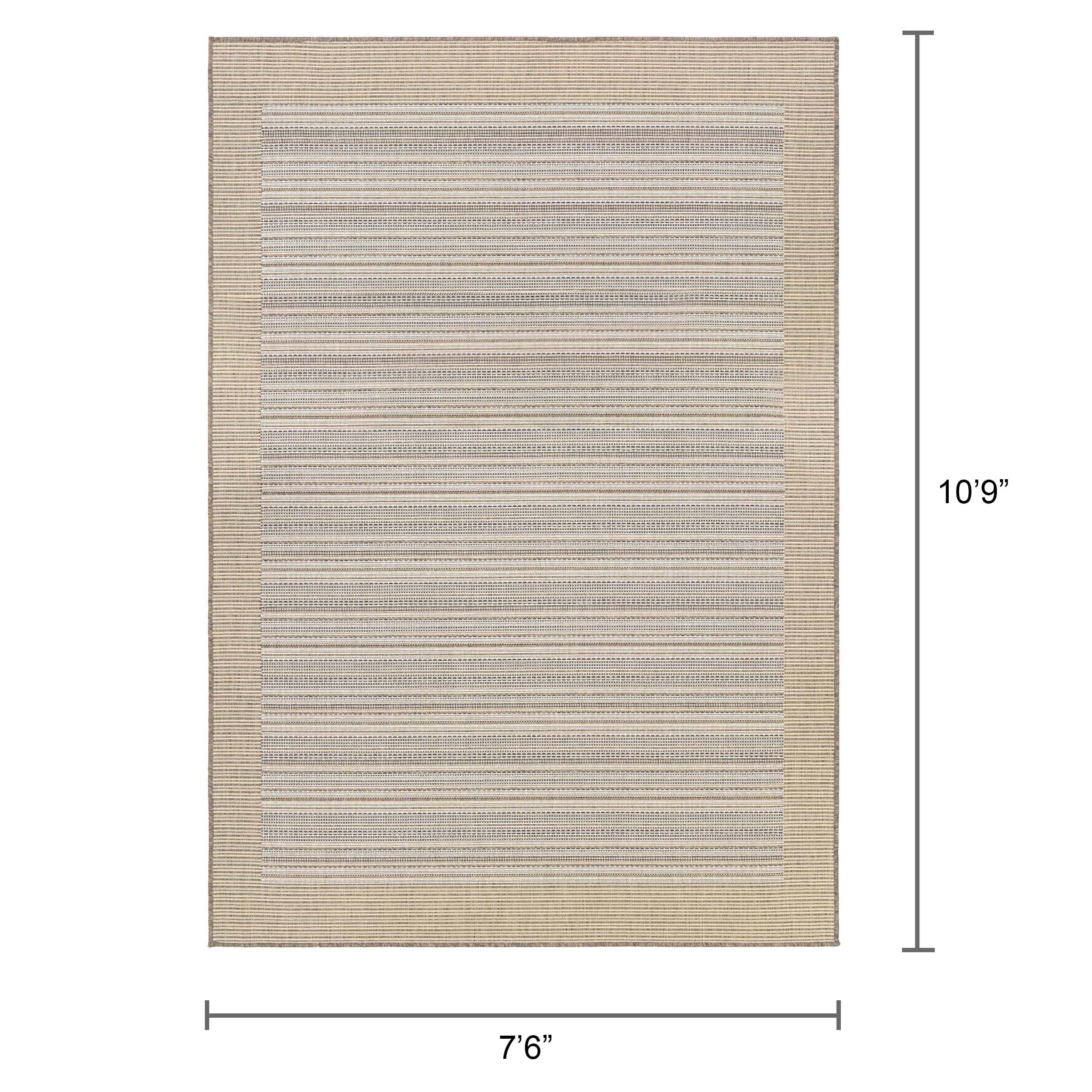 Ivory and Natural Stripe Flat Woven Indoor/Outdoor Rug