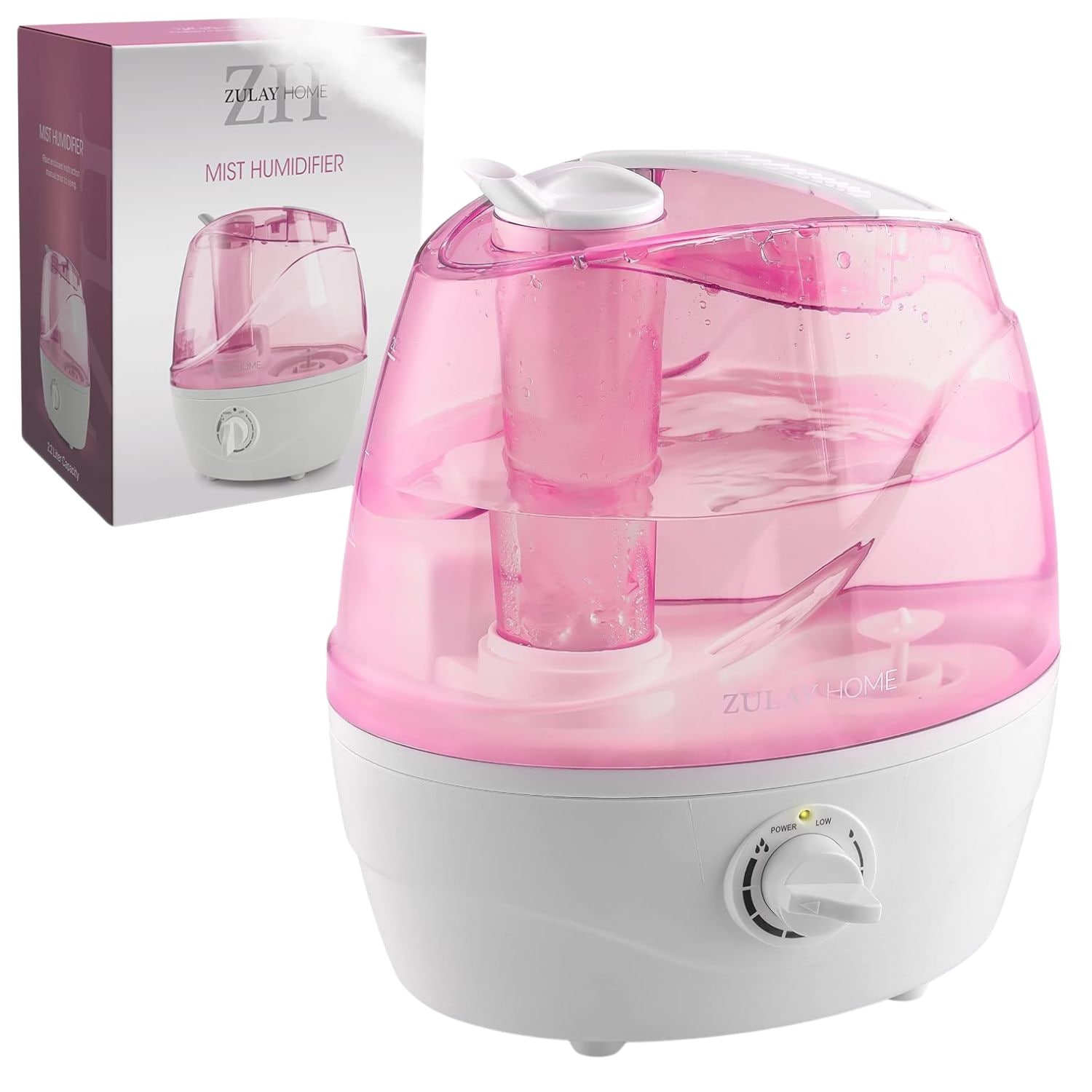 Zulay Kitchen Cool Mist Humidifier 2.2L Water Tank Quiet Ultrasonic Air Humidifier for Bedroom Large Room Auto Shutoff Nursery Kids Room Plants