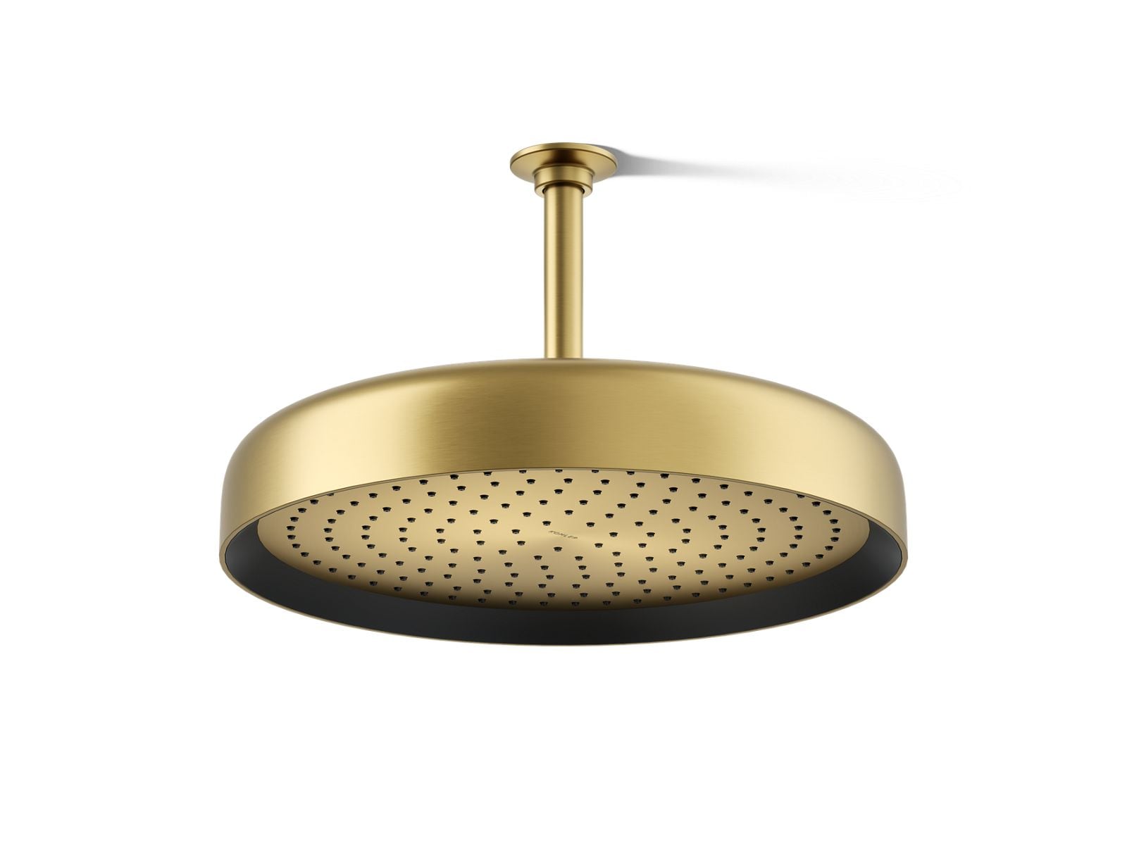 KOHLER 26292-2MB Statement 1 -Spray Vibrant Brushed Moderne Brass 13.94-in Round Fixed High Pressure Rain Shower Head 2.5 GPM