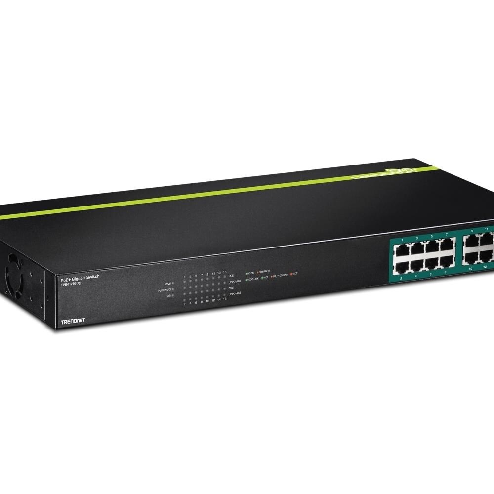 TRENDnet TCNCD383297 Trendnet TNET-TPE-TG160G 250 watt Version v1.1R 16-Port Green Net Gigabit PoEPlus Switch