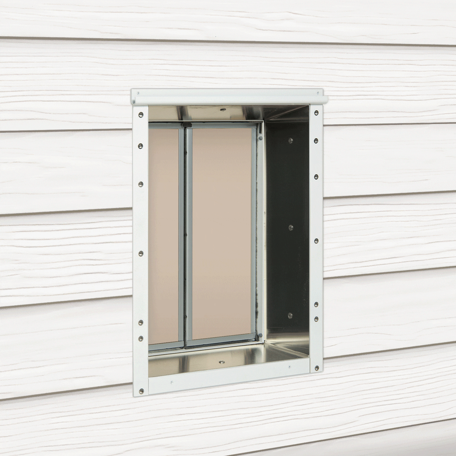 Plexidor White Impact Rated Aluminum Extra Large Dog Door For Wall In