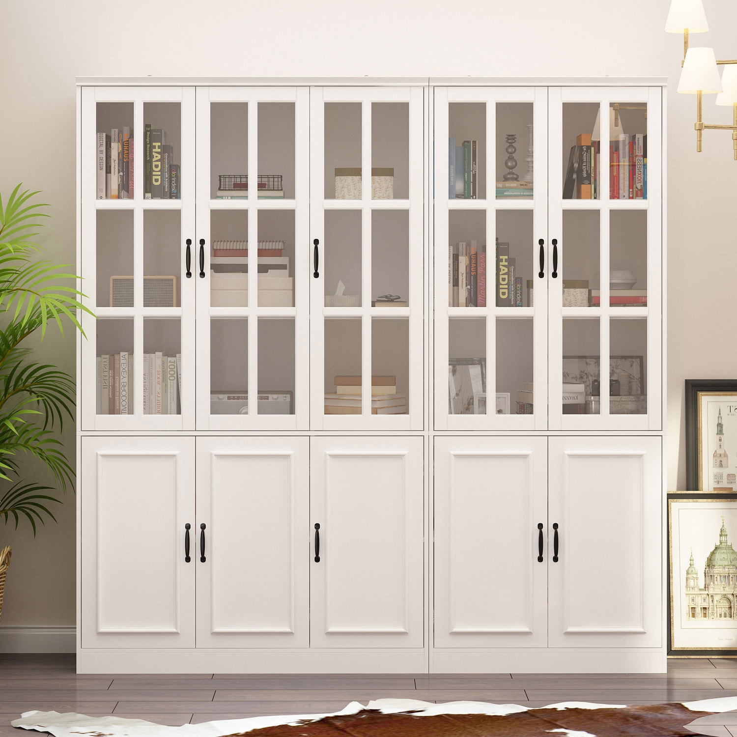 FUFU&GAGA LJY-KF020319+320 78.7-Inches W x 78.7-Inches H MDF White Freestanding Utility Storage Cabinet