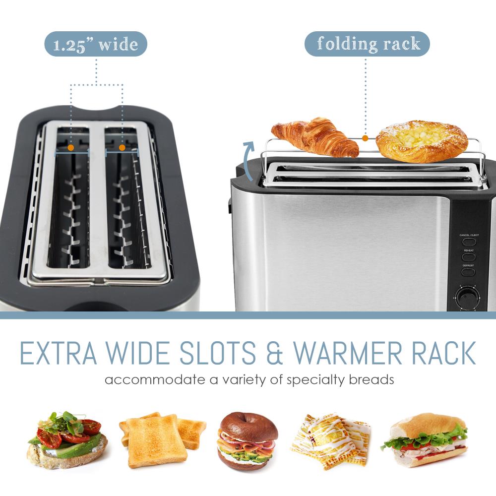 Elite Gourmet ECT-3100 Maxi-Matic 4-Slice Long Toaster 6 Toasting Levels