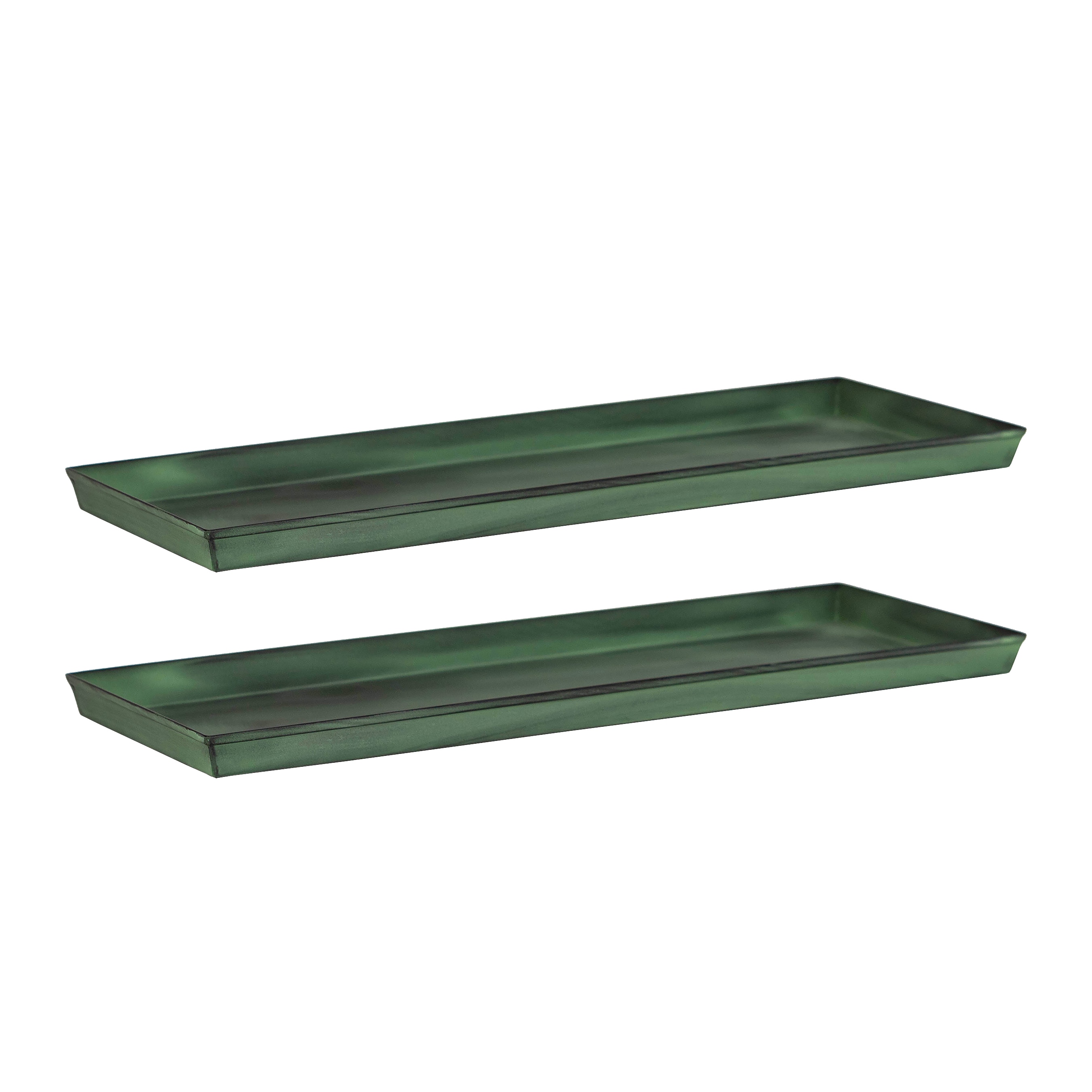 ACHLA Designs TR-VFB-05-2 2 -Pack Rectangle 9-in W Green Metal Indoor/Outdoor Planter