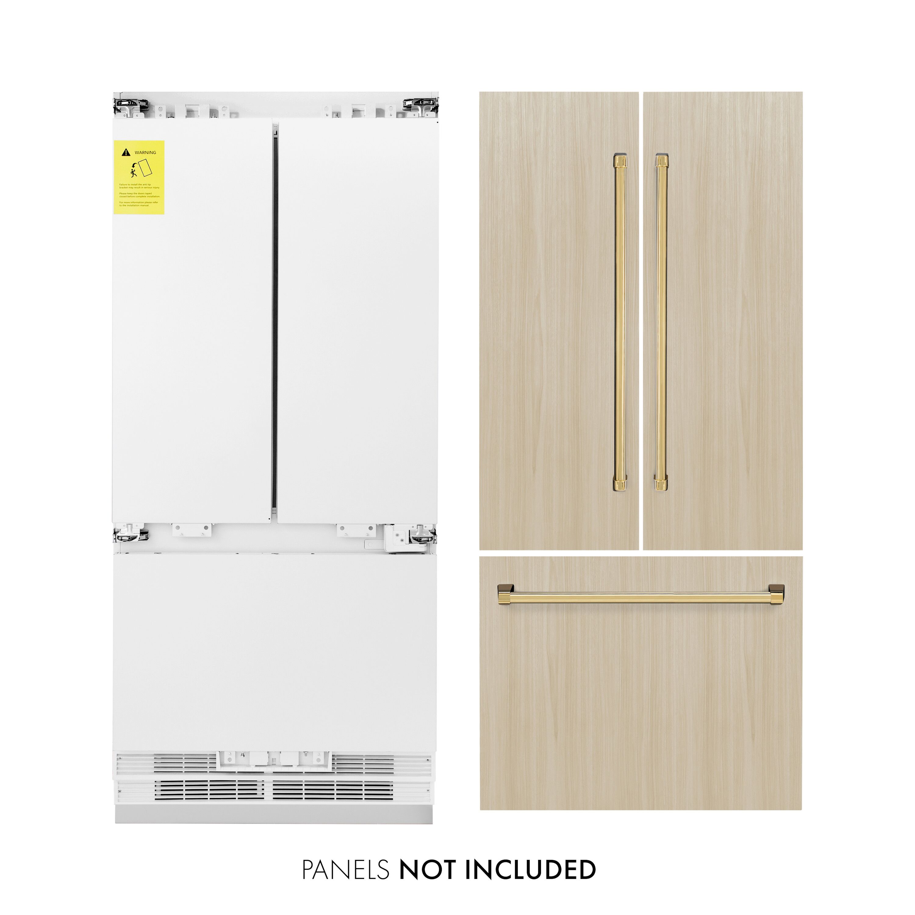ZLINE KITCHEN & BATH RBIVZ-36-G Counter-Depth 19.6-cu ft 3 -Door Built-In French Door Refrigerator with Ice Maker with Water and Ice Dispenser ( Panel-Ready ) ENERGY STAR Certified