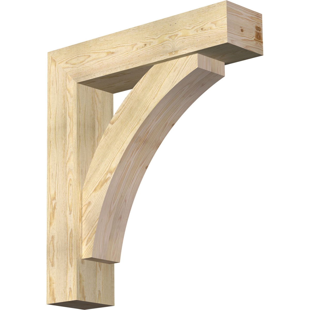 Ekena Millwork 1464094 Thorton Block Rough Sawn Bracket with Offset Brace 8-in x 34-in x 38-in Douglas fir Brown Wood Standard bracket