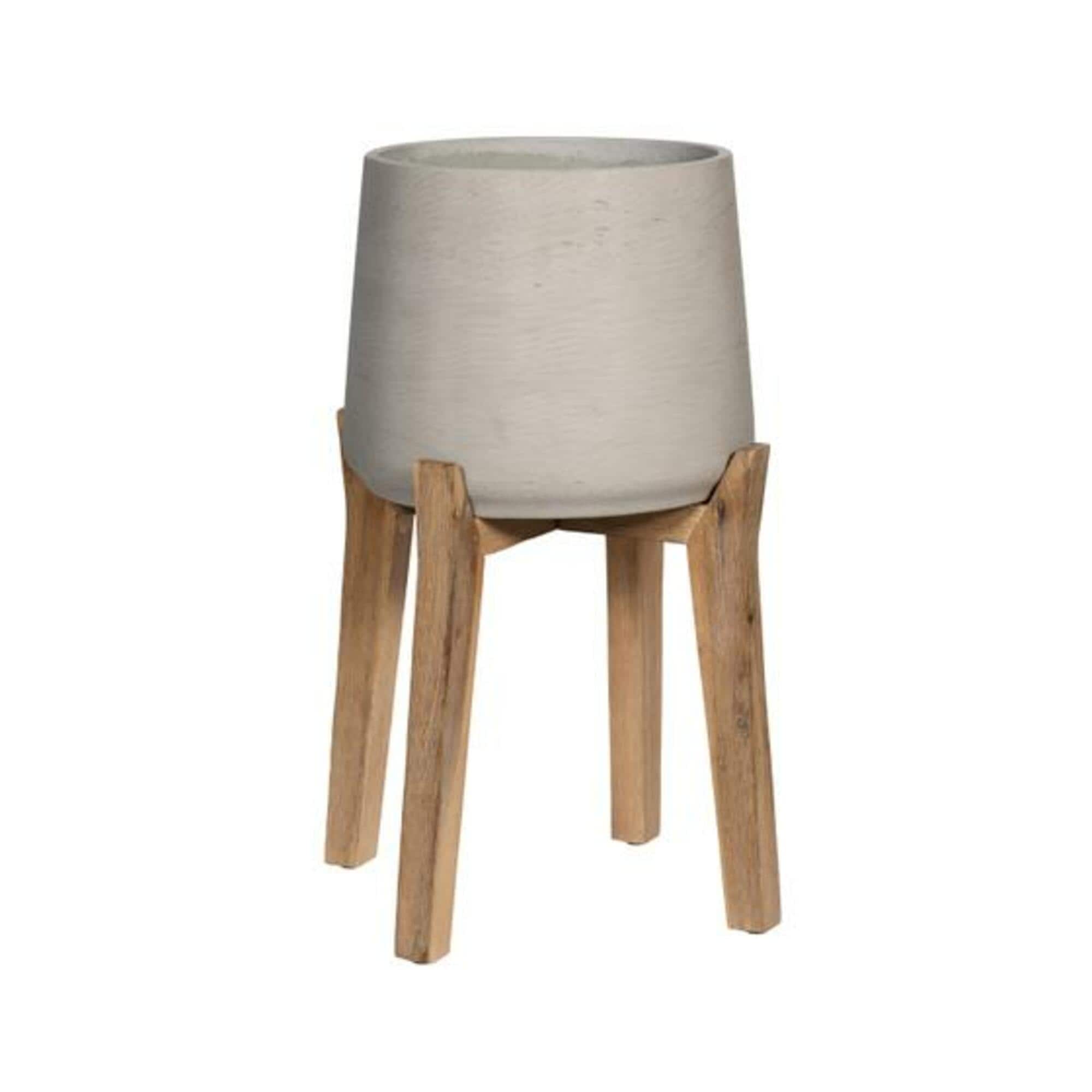 Pottery Pots PFH3026-28-34 Round 17.13-in W Extra Large Gray Clay Indoor/Outdoor Planter with Drainage Holes