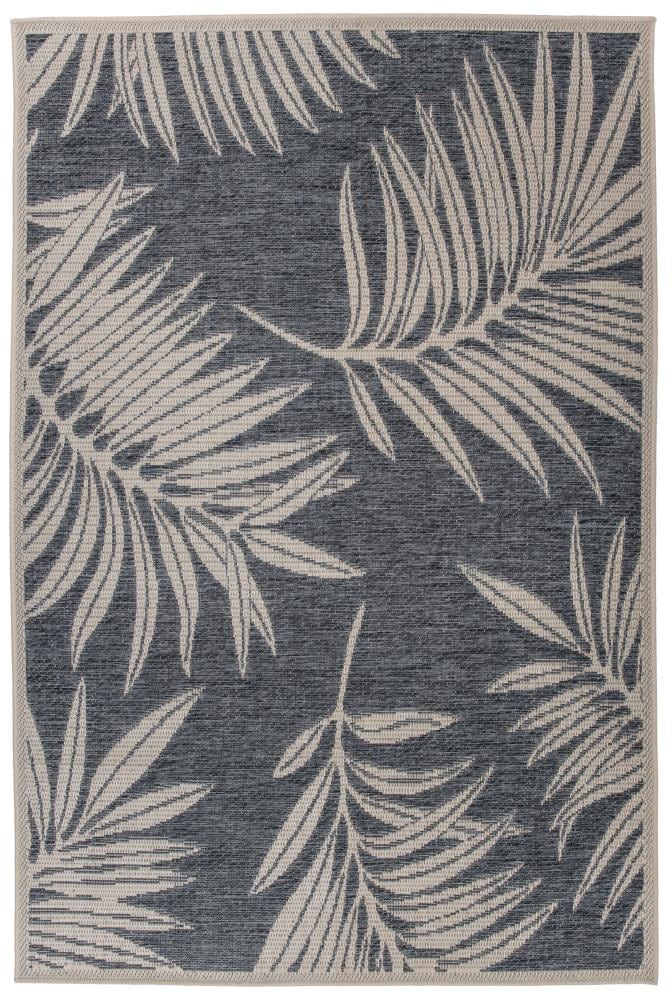 Blue Floral 5' x 7' Reversible Synthetic Area Rug