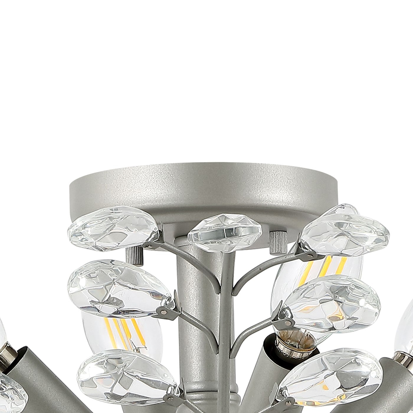 Bohemian Silver Crystal 26" LED Antler Ceiling Light
